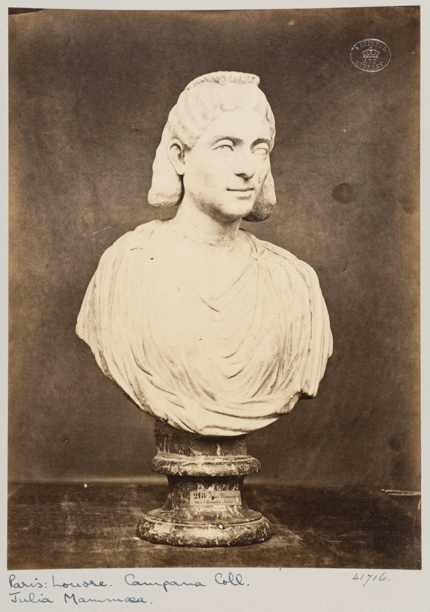 Marble bust of Julia Mammea, by Louise Laffon, photographic, 1864