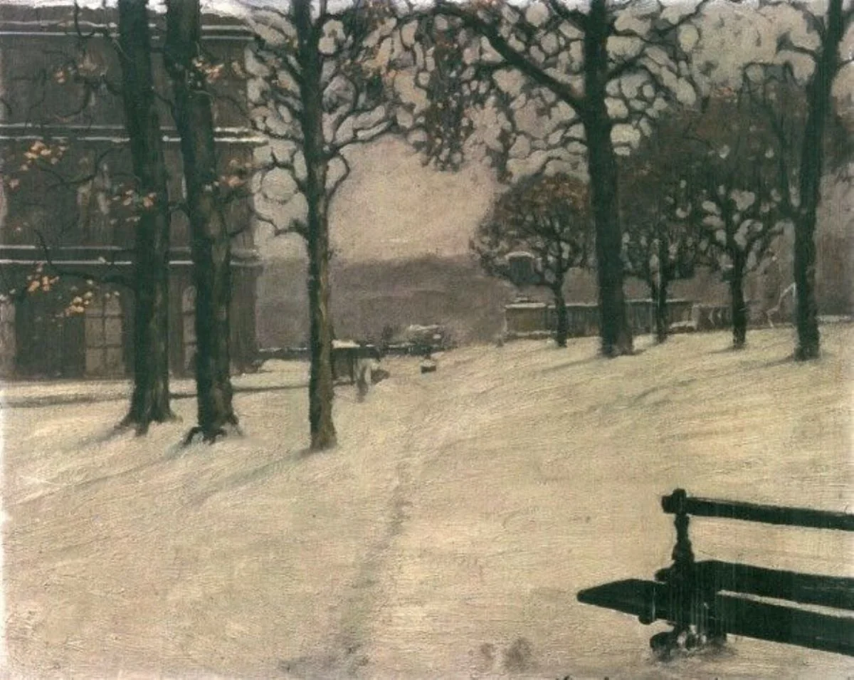 Iarna în parc, by Emilian Cornescu, unspecified, 1909