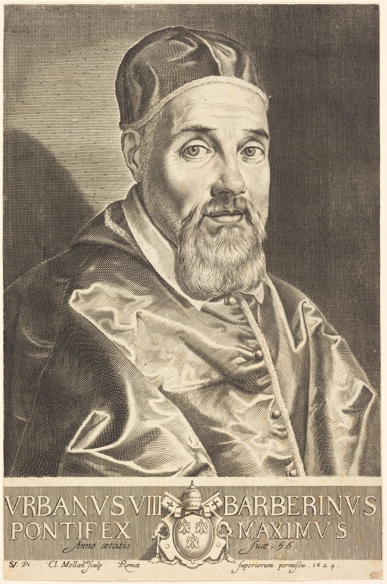 Urban VIII, by Claude Mellan, ink, 1624