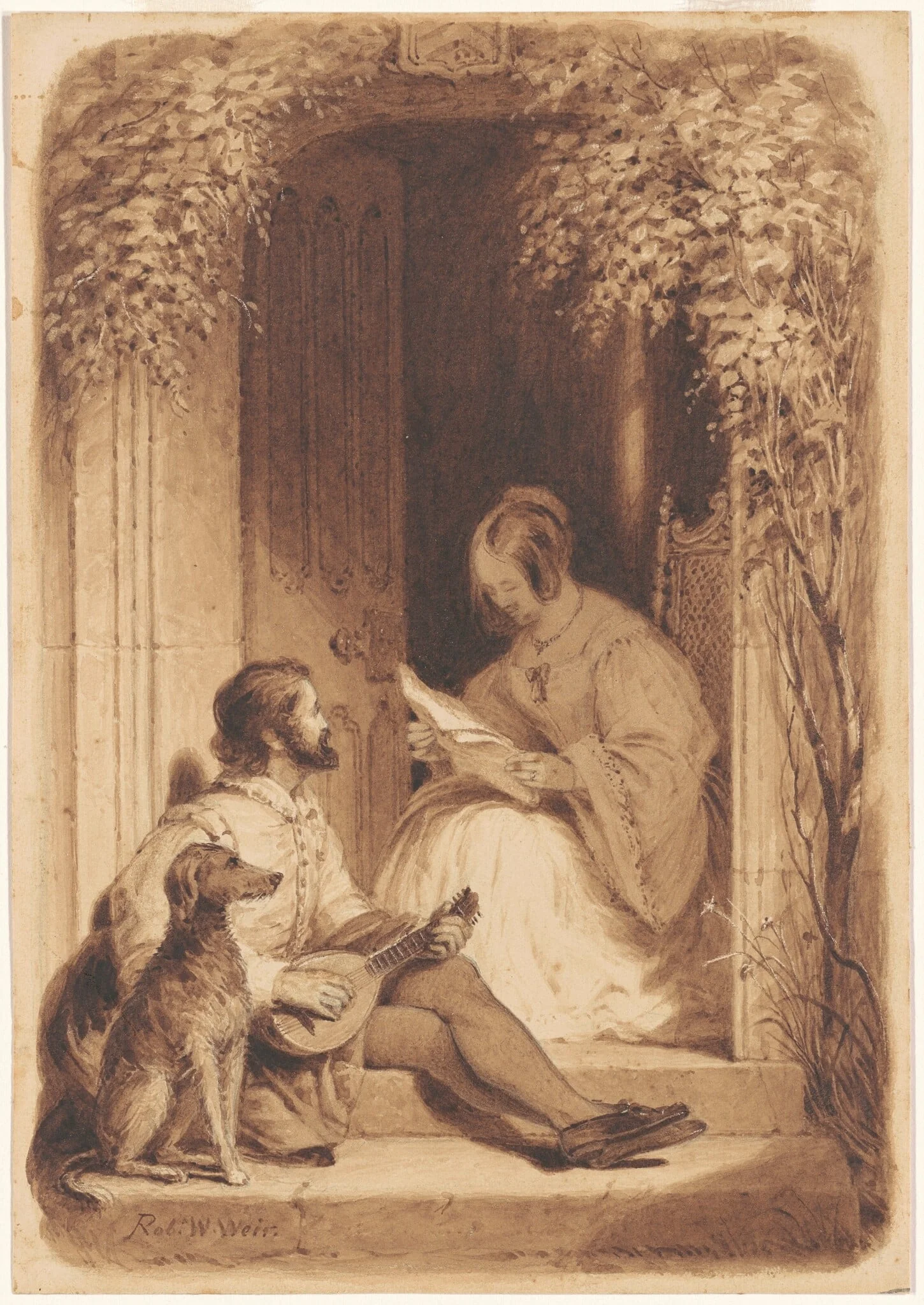 When Other Friends Are Round Thee, by Robert Walter Weir, ink, 1853