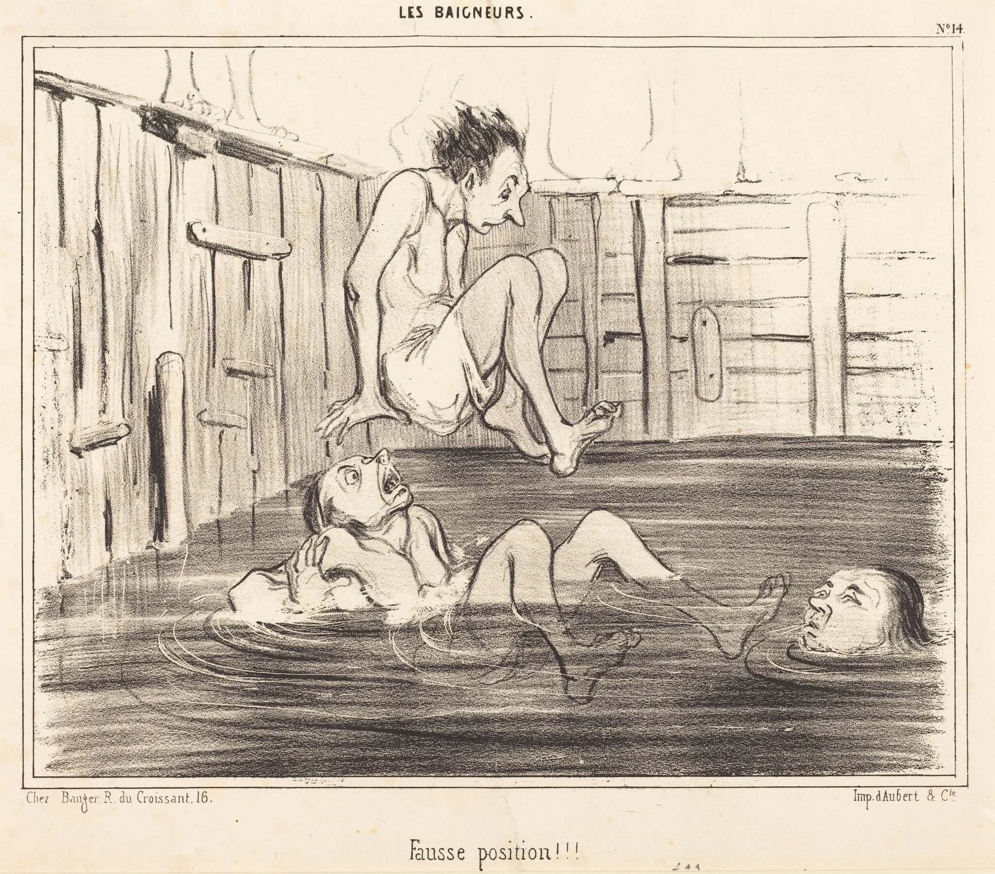 Fausse position!!!, by Honoré Daumier, ink, 1840