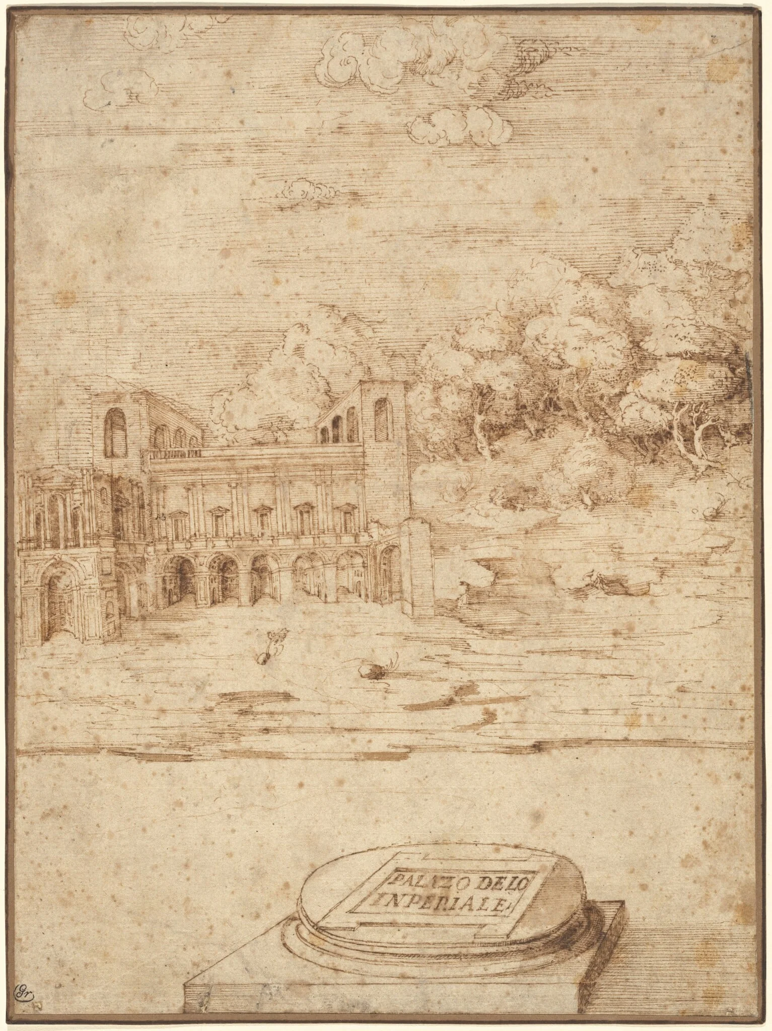 The Villa Imperiale, by Titian, ink, 1534