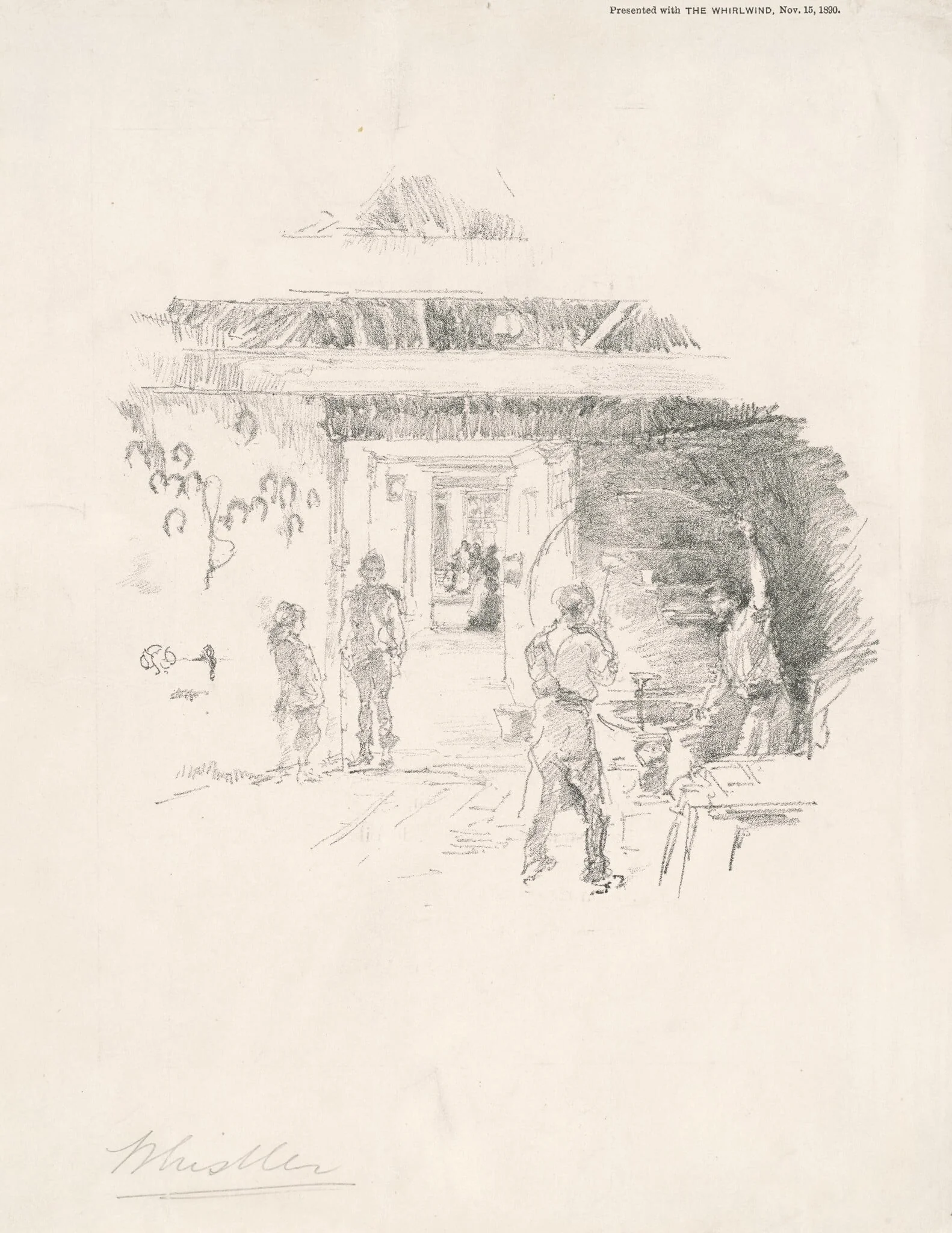 The Tyresmith, by James McNeill Whistler, ink, 1890