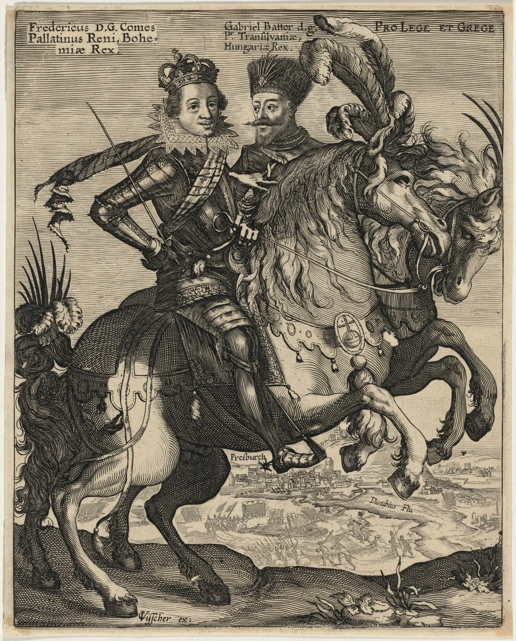 Frederick V, King of Bohemia and Gabriel II, Prince of Transylvania, by Unknown 19th Century, ink, 1850