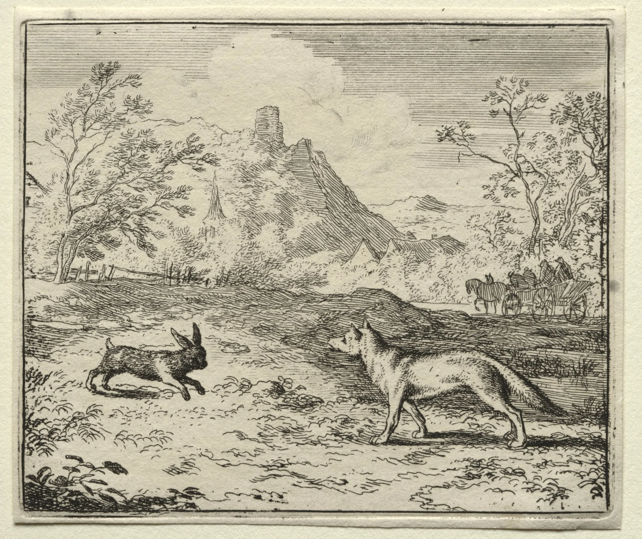 Reynard the Fox:  Reynard and the Rabbit, by Allart van Everdingen, 1662
