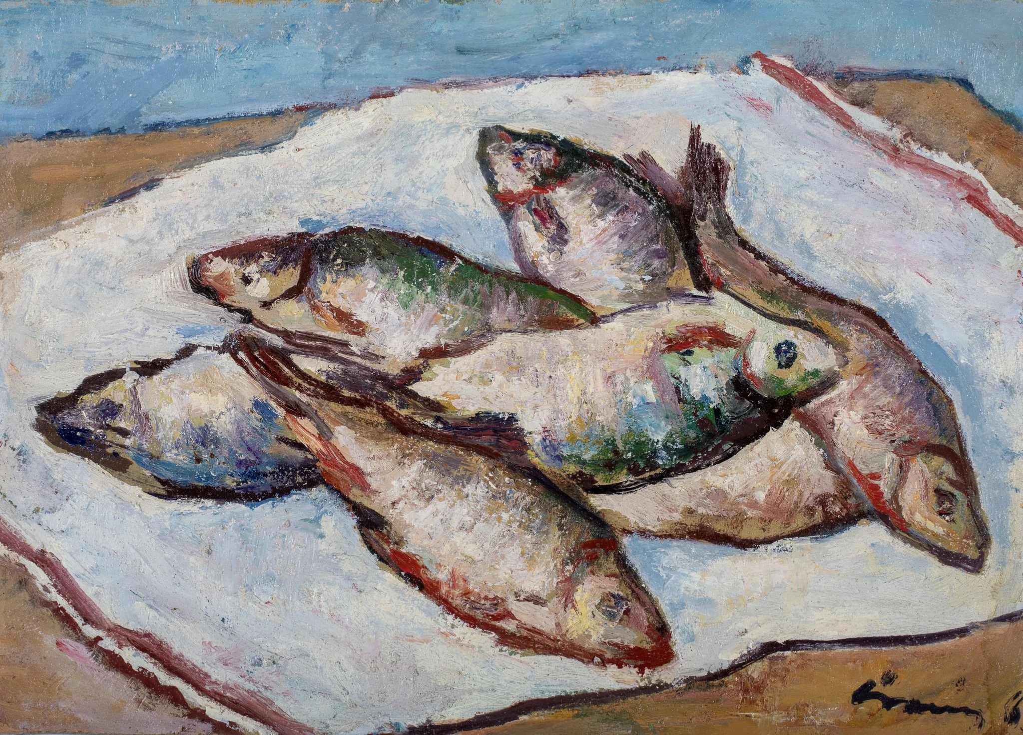 Natură statică cu pești, by Mihăilescu-Craiu Victor, 1945