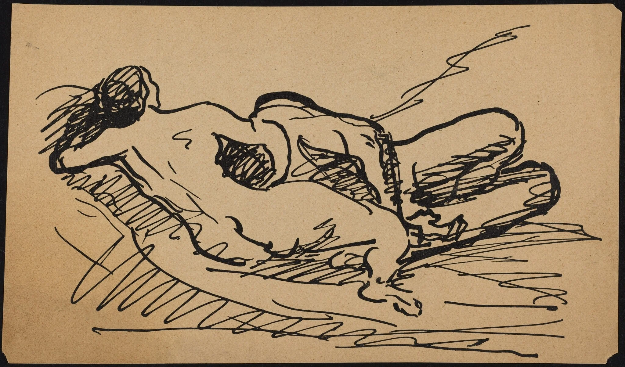 Reclining Nude, by Albert Weisgerber, ink, 1896