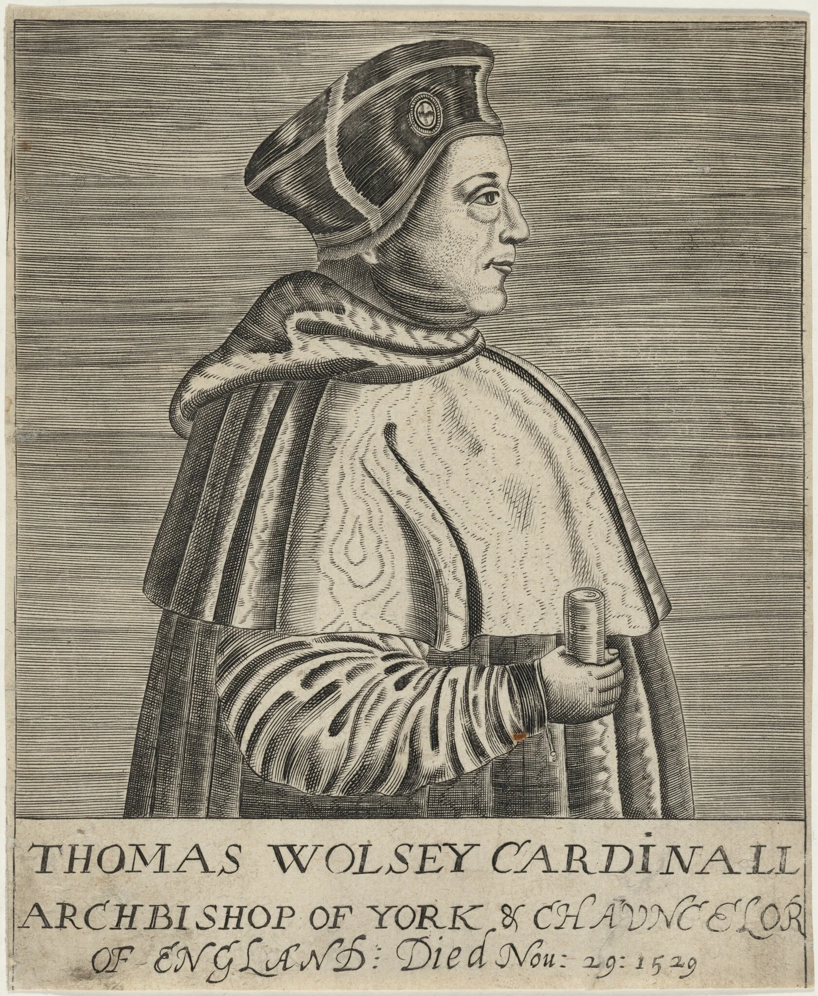 Thomas Wolsey, Cardinal, by Unknown, ink, 1598