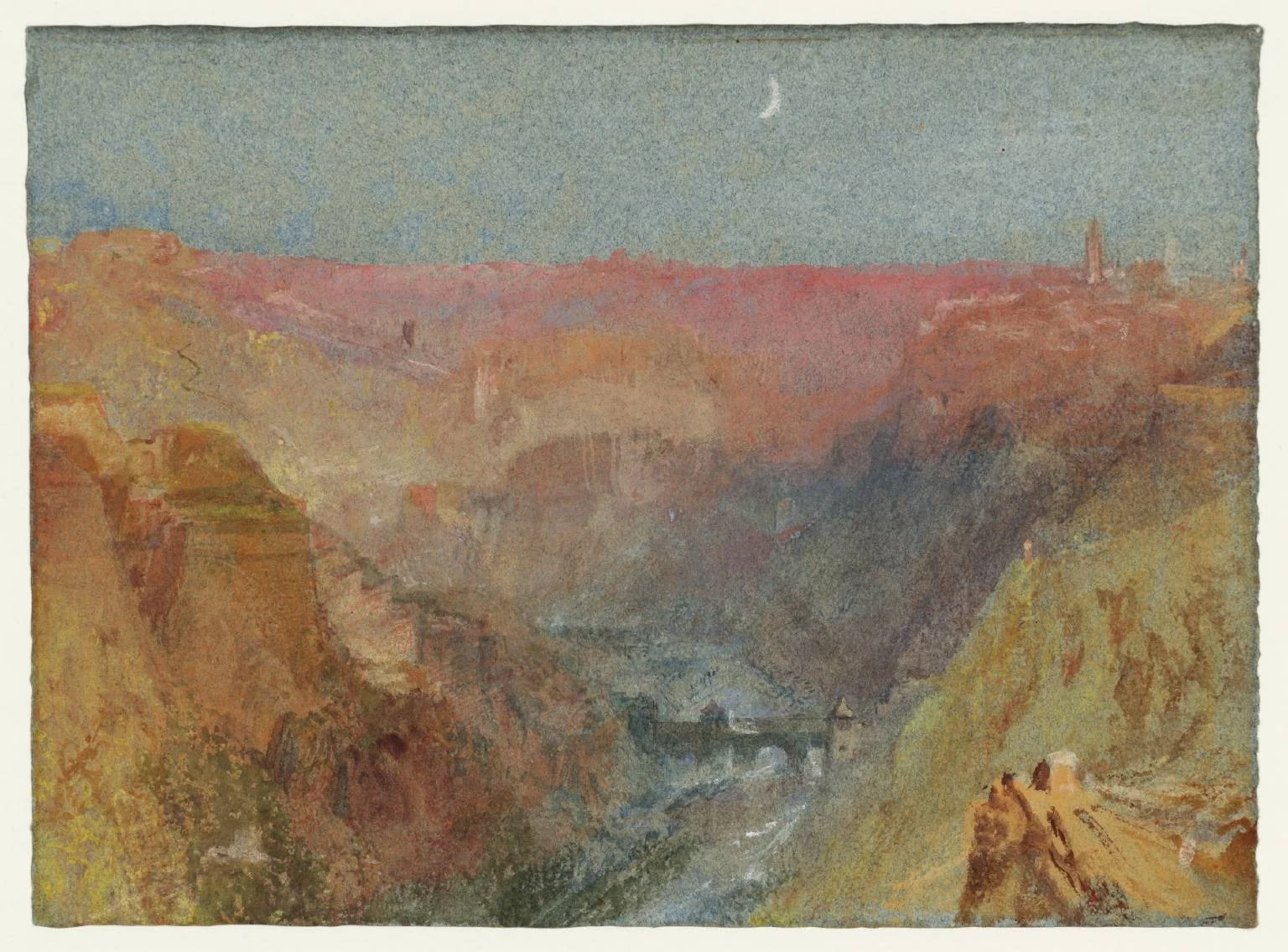 Luxembourg from the Alzette Valley to the North, by Joseph Mallord William Turner, watercolor, 1839