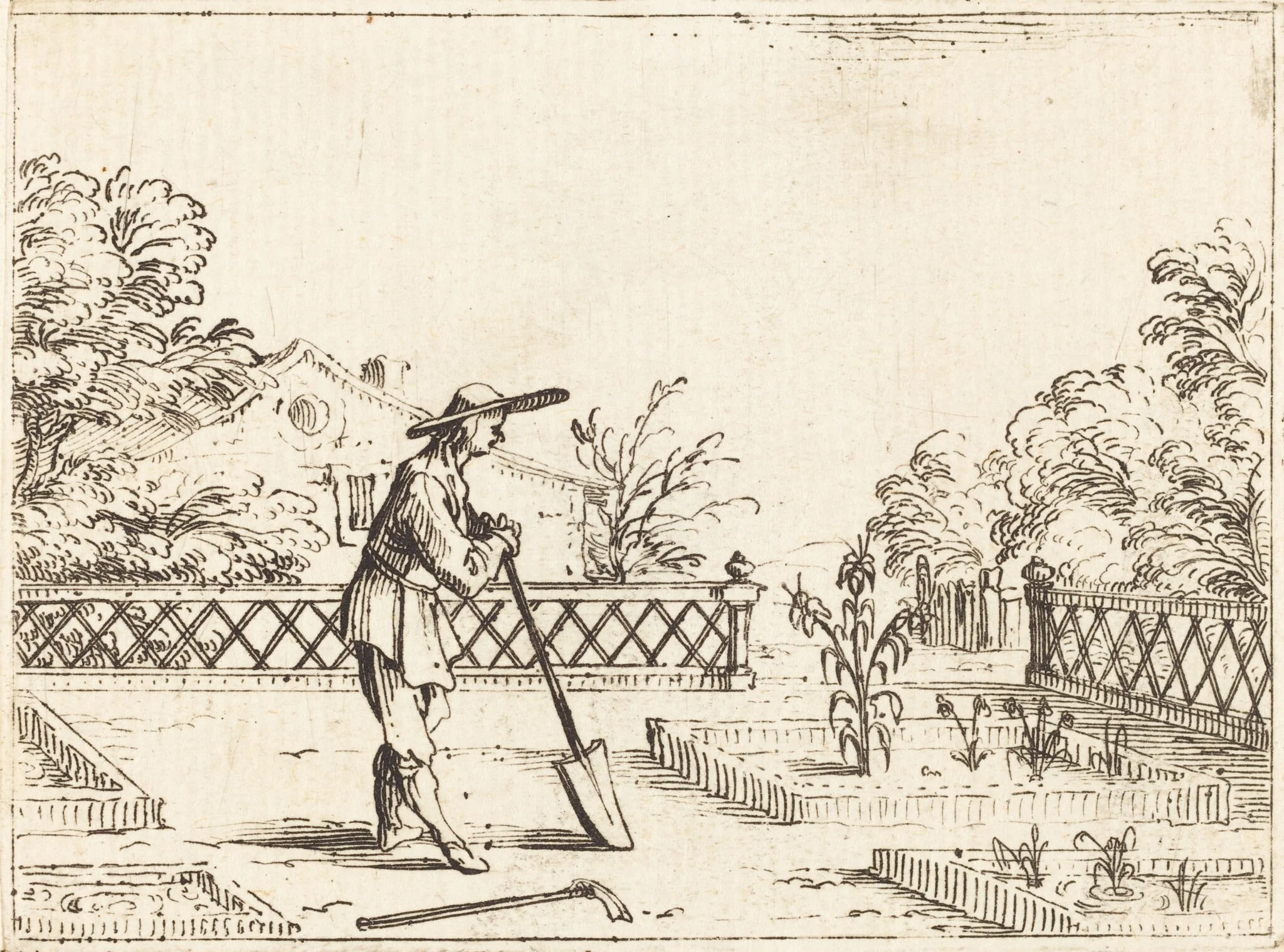 The Gardener, by Jacques Callot, ink, 1628
