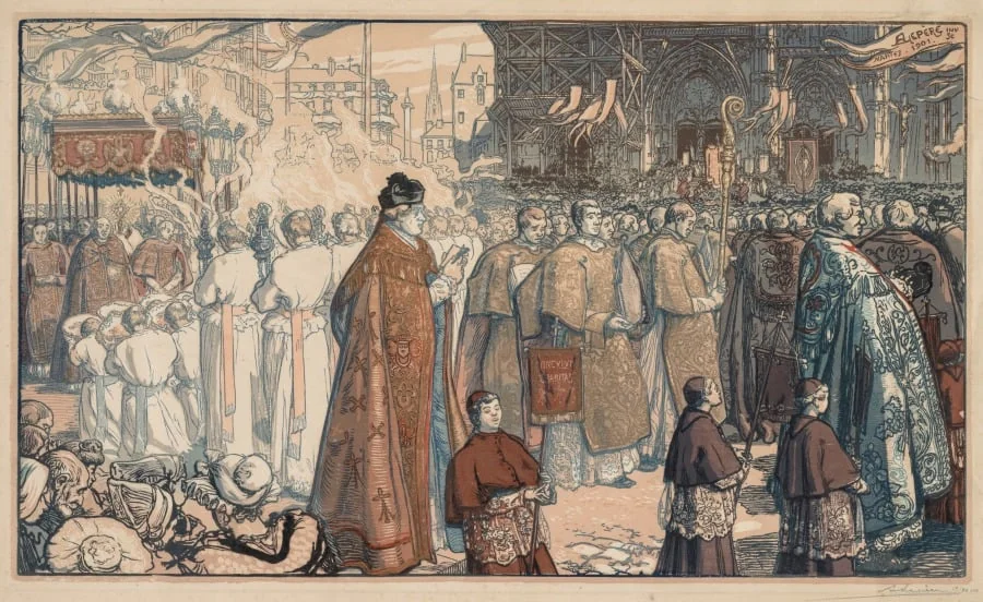 La Procession de la Fête-Dieu à Nantes, by Auguste Lepère, 1901