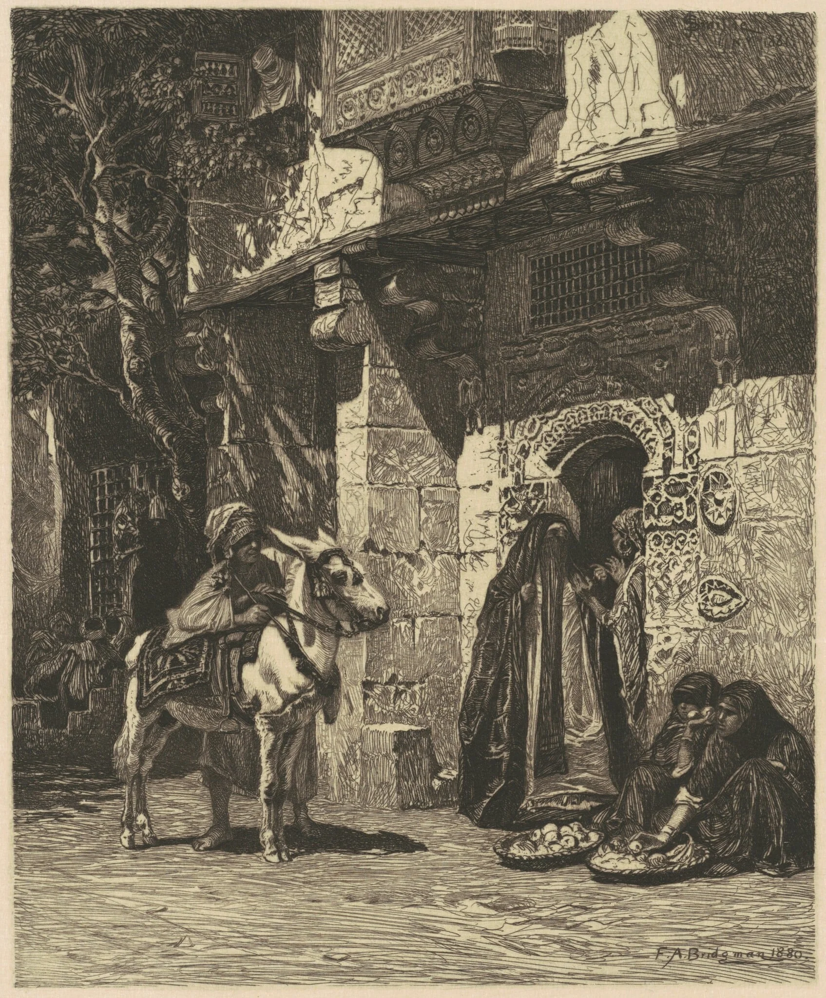 A Lady of Cairo Visiting, by James David Smillie, ink, 1881