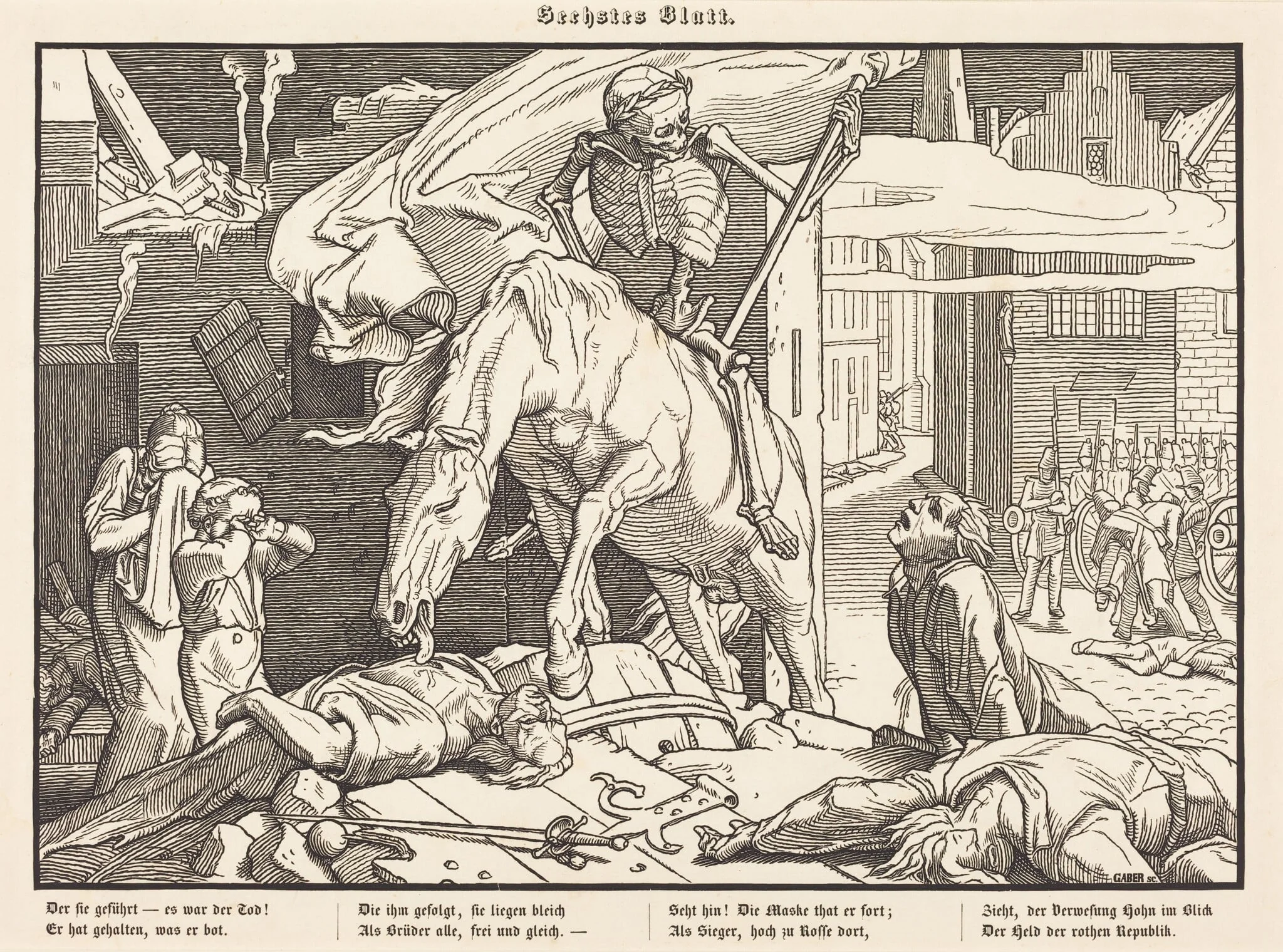 Auch ein Todtentanz VI, by Alfred Rethel, ink, 1849