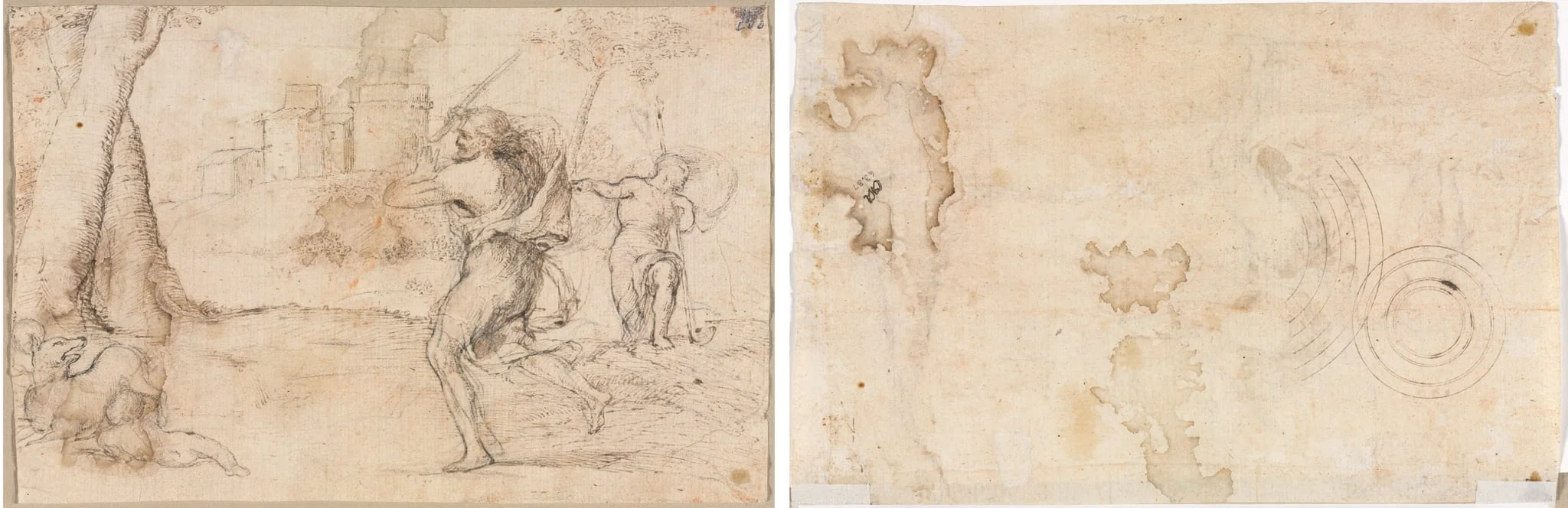 Romulus and Remus Found by Faustulus (recto) Concentric Circles (verso)