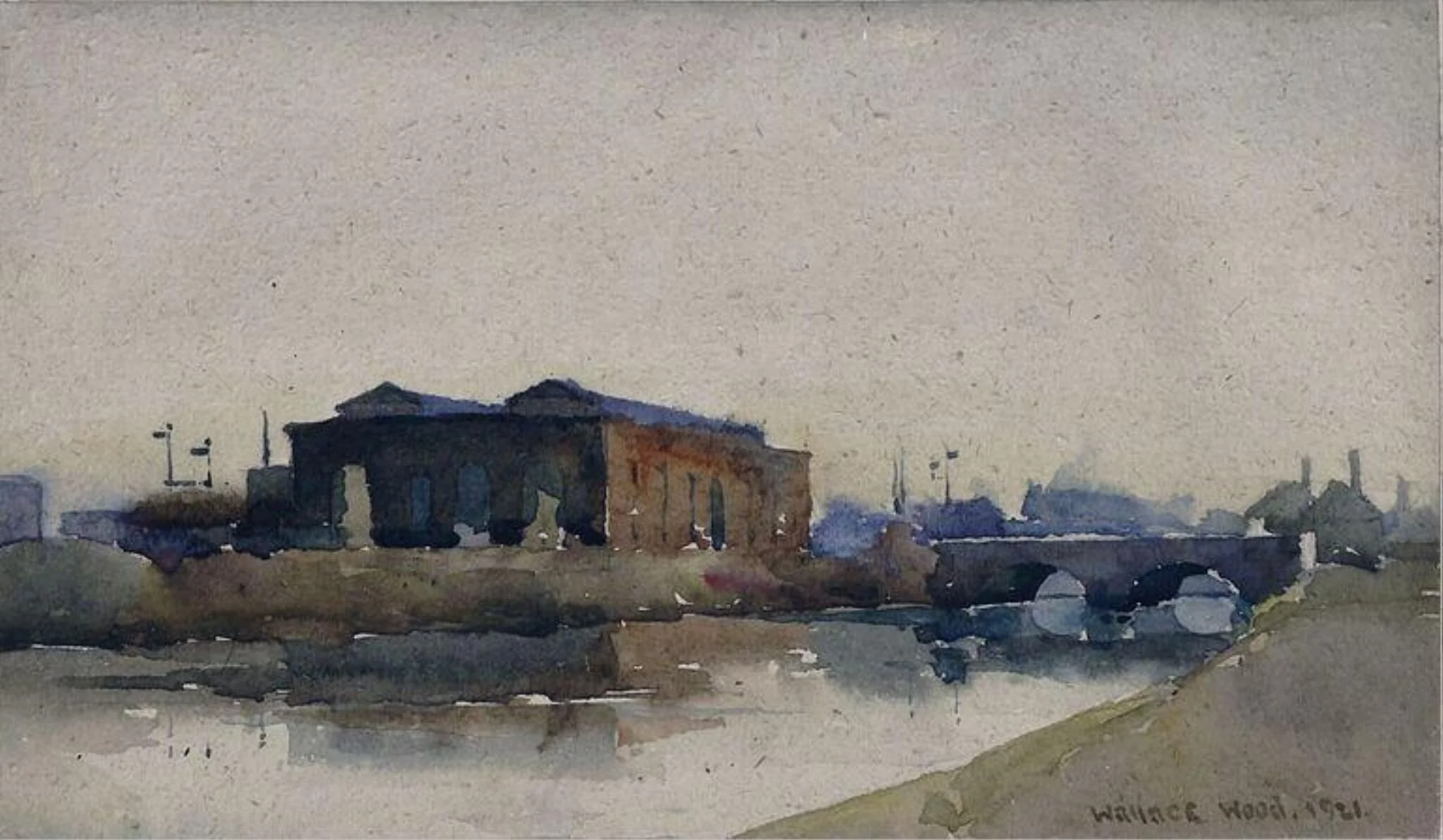 Maldon, Essex, by Wallace Wood, watercolor, 1921