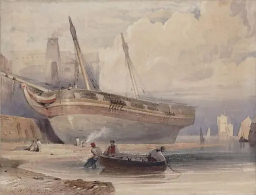 A Vessel Careened by a Wharf