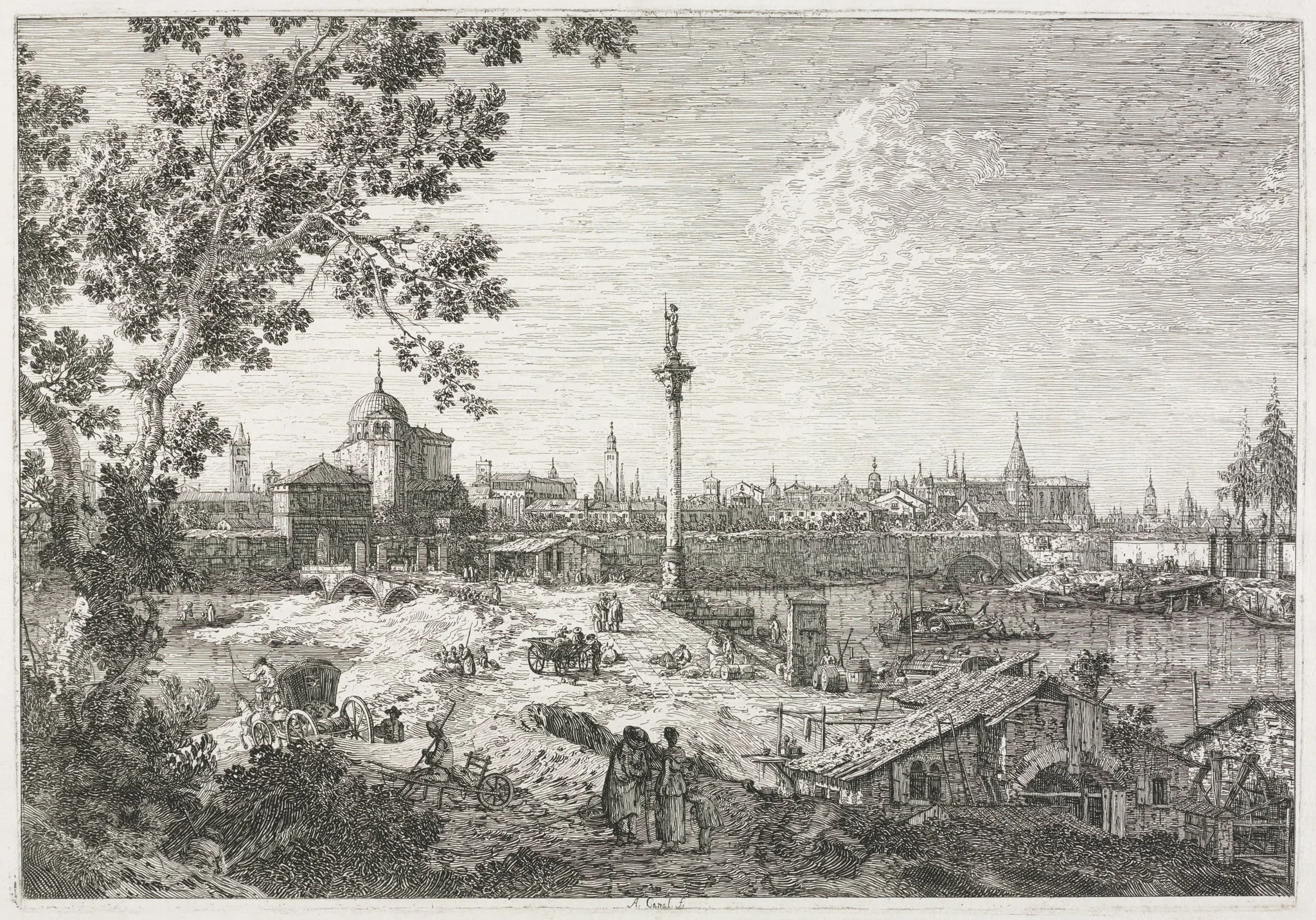 Views:  Imaginary View of Padua, by Canaletto, 1740