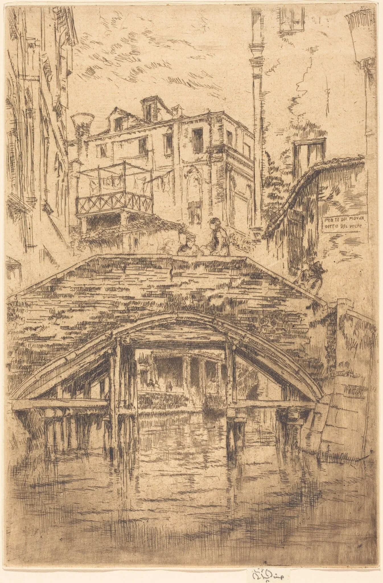 Ponte del Piovan, by James McNeill Whistler, ink, 1880