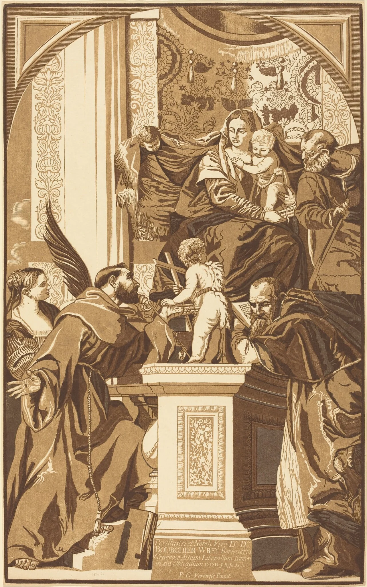 Holy Family and Four Saints, by John Baptist Jackson, ink, 1739