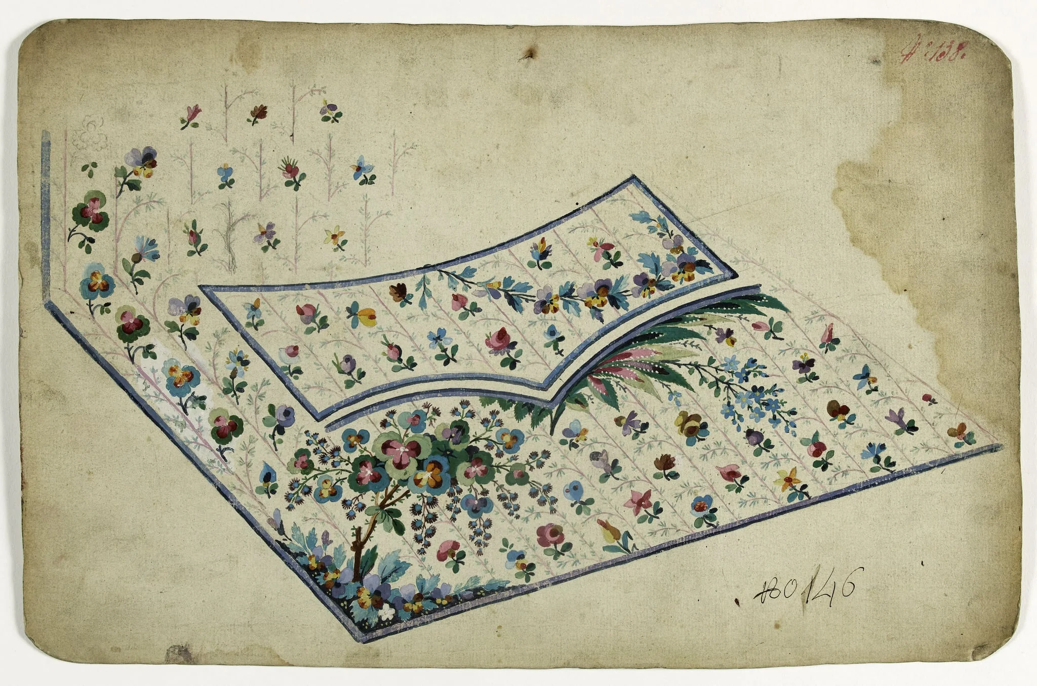 Gilet à l'arbre fleuri, projets de broderies de gilet, XVIIIème siècle, by Anonyme, 1750