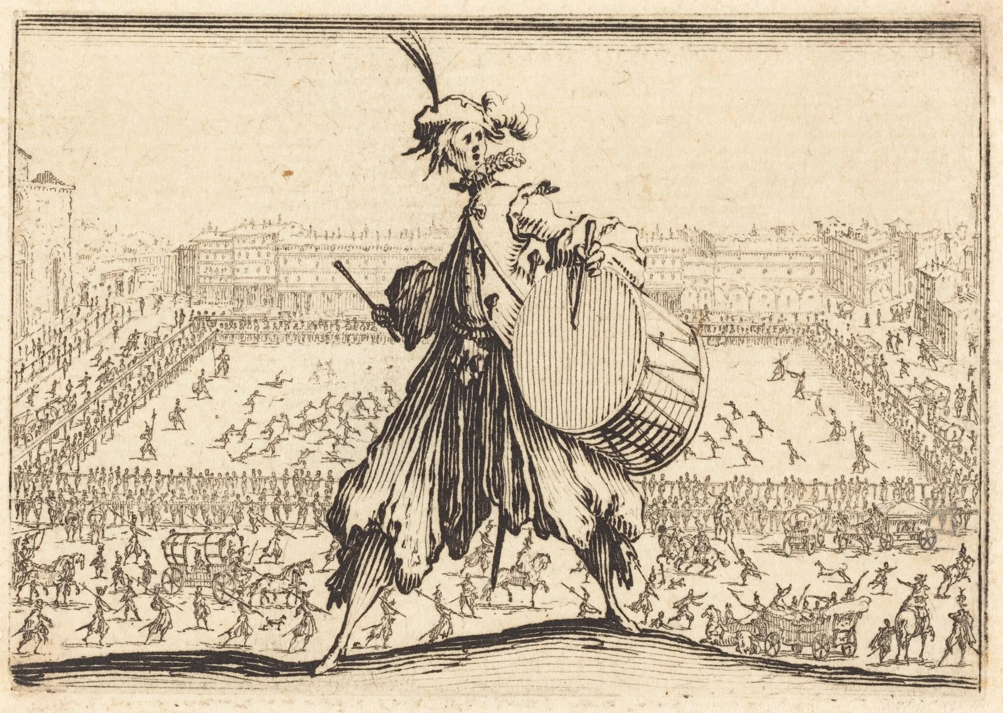 Piazza Santa Croce, Florence, by Jacques Callot, ink, 1617
