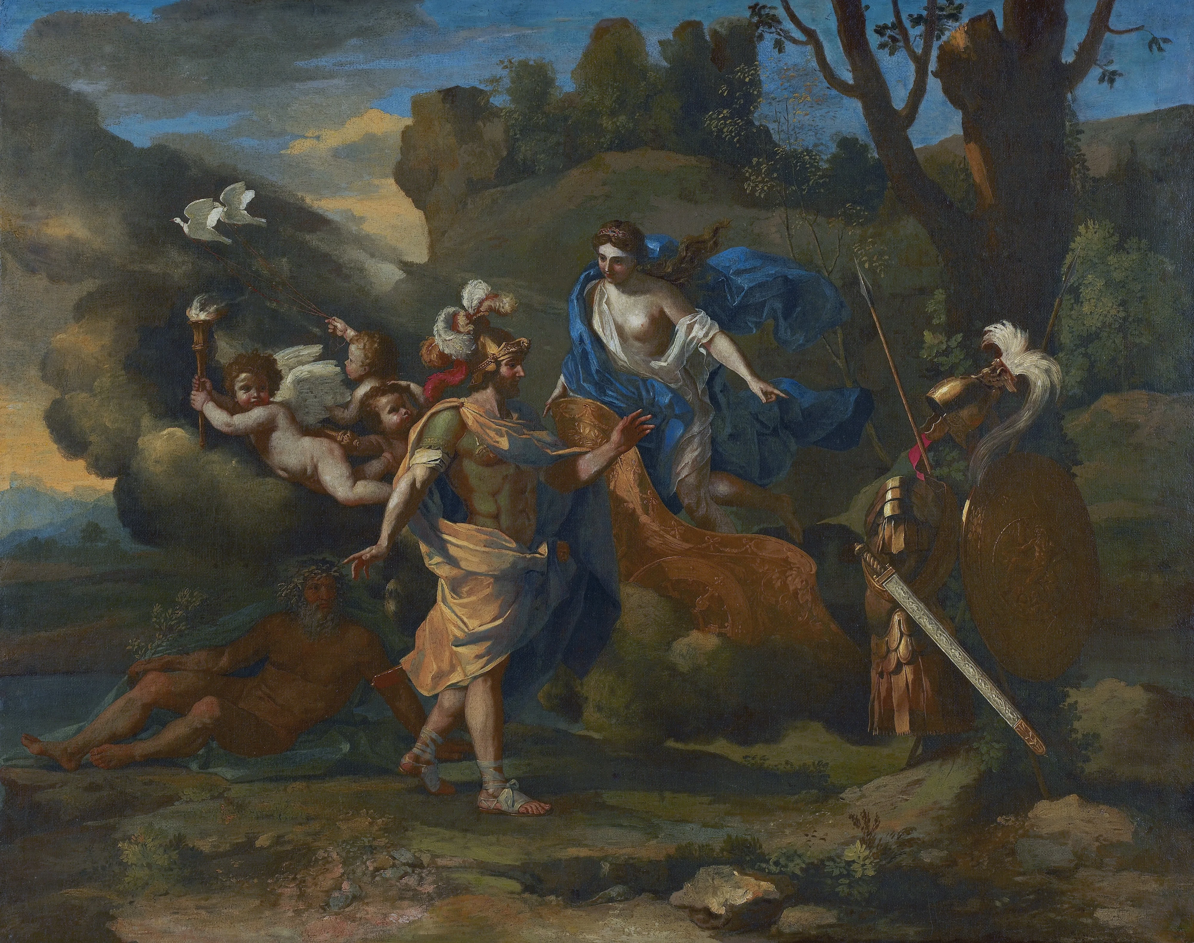 Venus, Mother of Aeneas, presenting him with Arms forged by Vulcan", by Nicolas Poussin, oil, 1637
