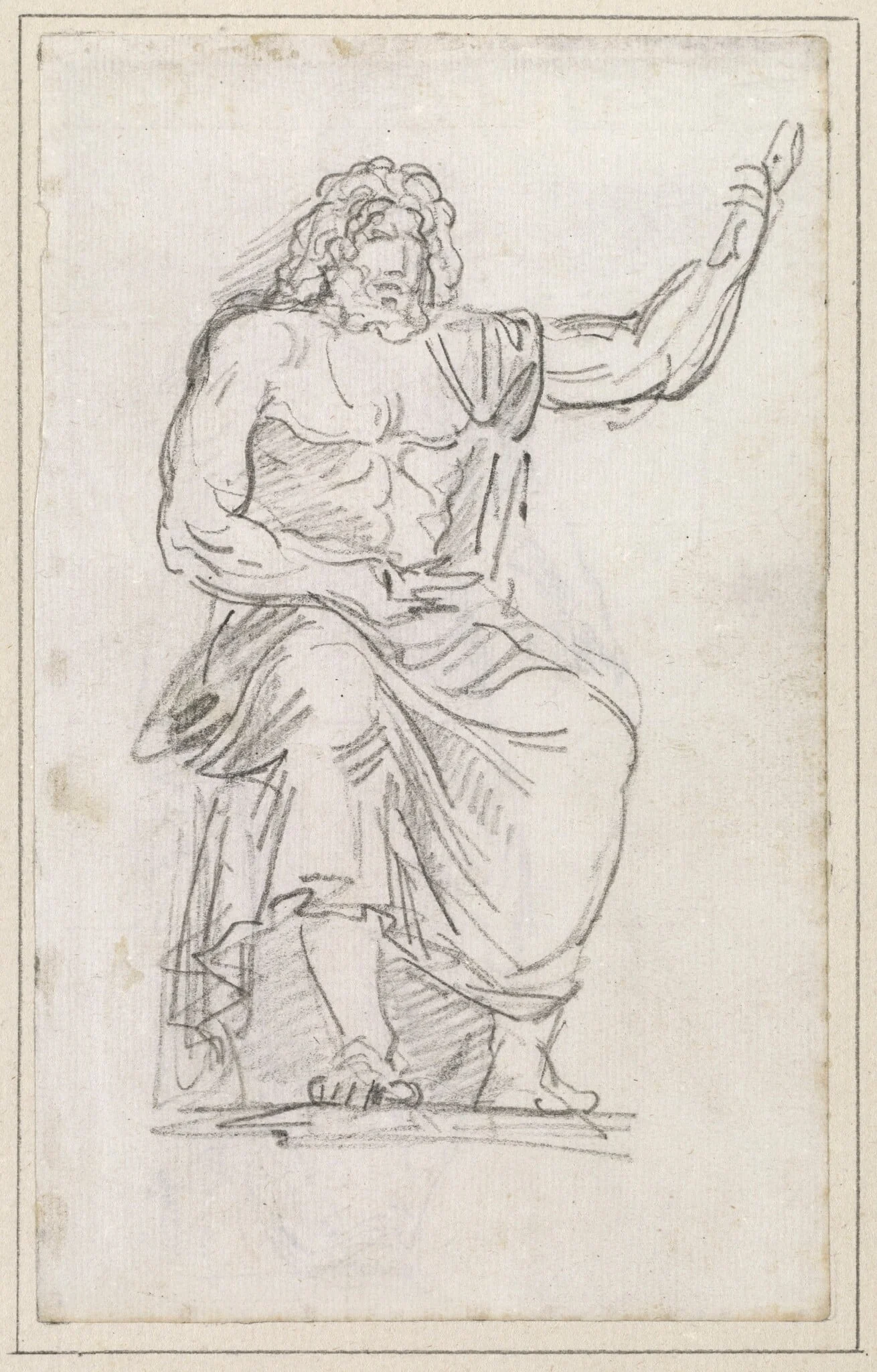Statue of Jupiter, Seated [recto], by Hubert Robert, chalk, 1760