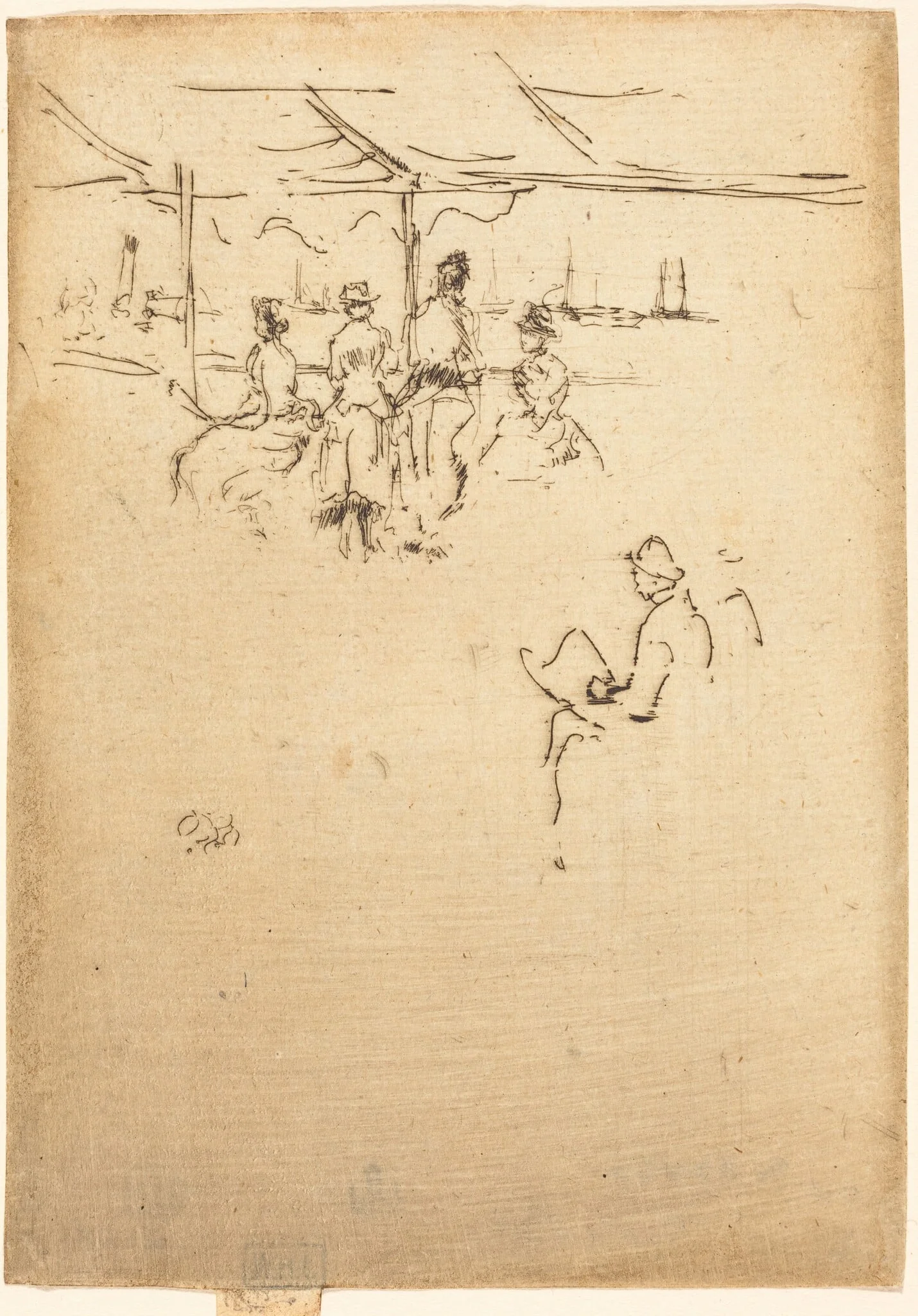 Ryde Pier, by James McNeill Whistler, ink, 1887