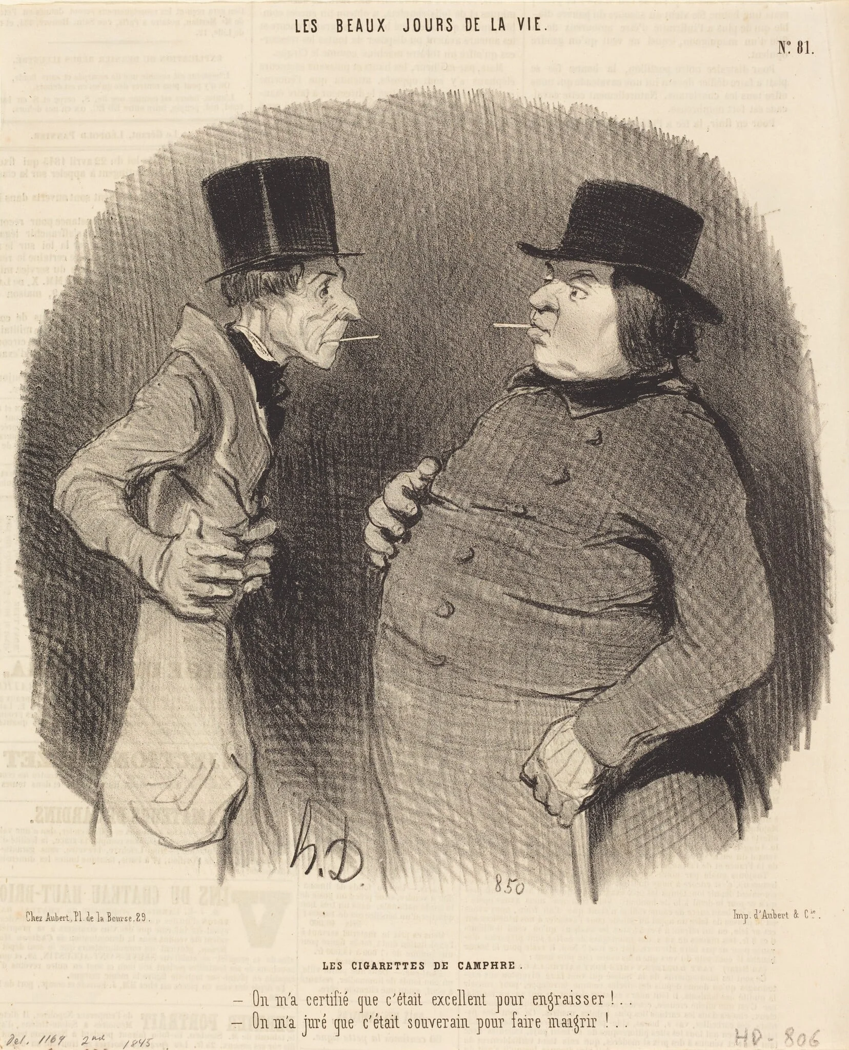 Les Cigarettes de camphre, by Honoré Daumier, ink, 1845