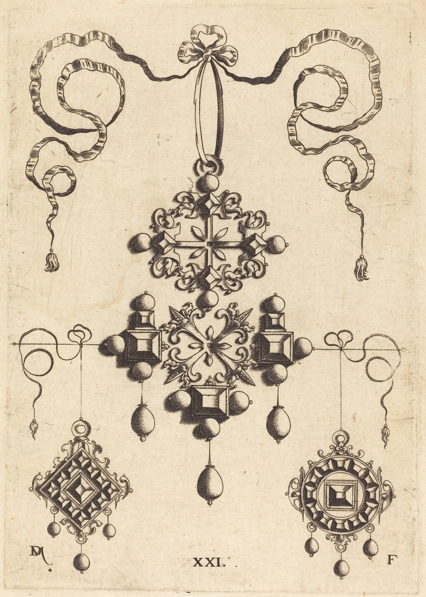 Pendant with Wheel at Centre, Surrounded by Four Table-Stones