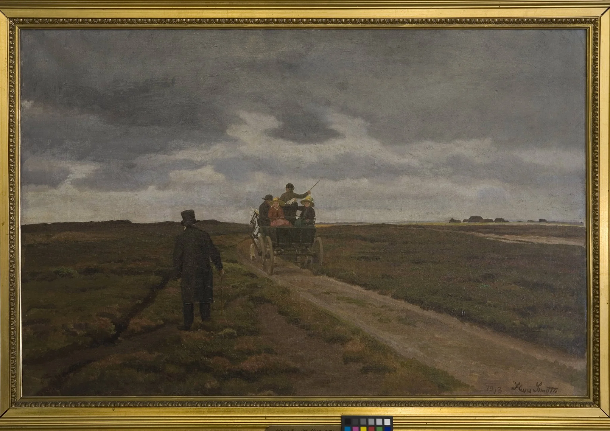 Hedelandskab med en dagvogn, by Unknown, 1913