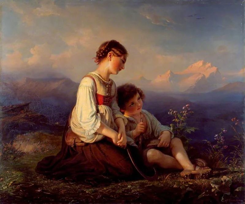 The Vesper Bell: The Young Reapers, by Friedrich Dürck, oil, 1848