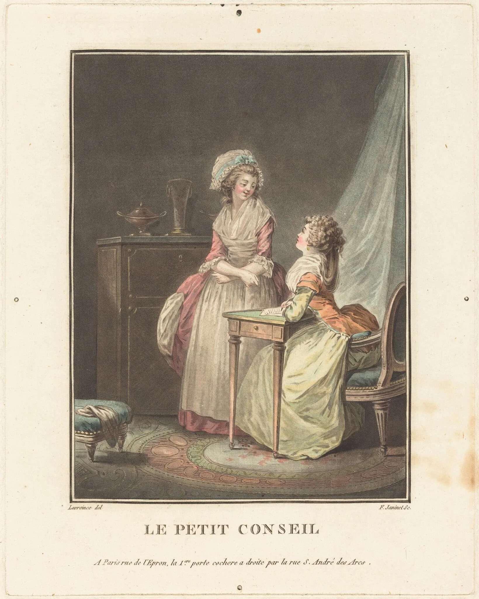Le petit conseil, by Jean-François Janinet, ink, 1783