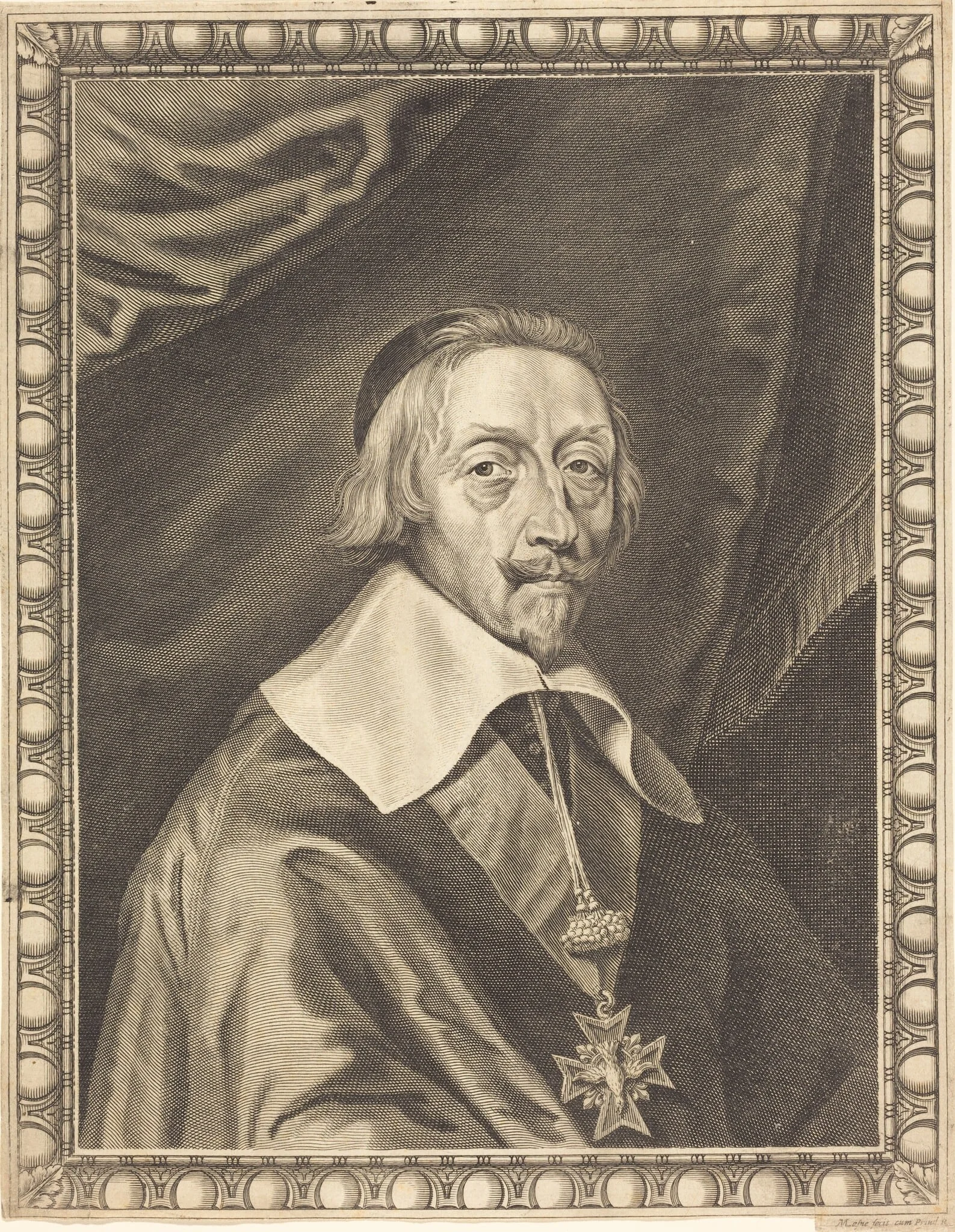 Armand Jean du Plessis, Cardinal Richelieu, by Michel Lasne, ink, 1628