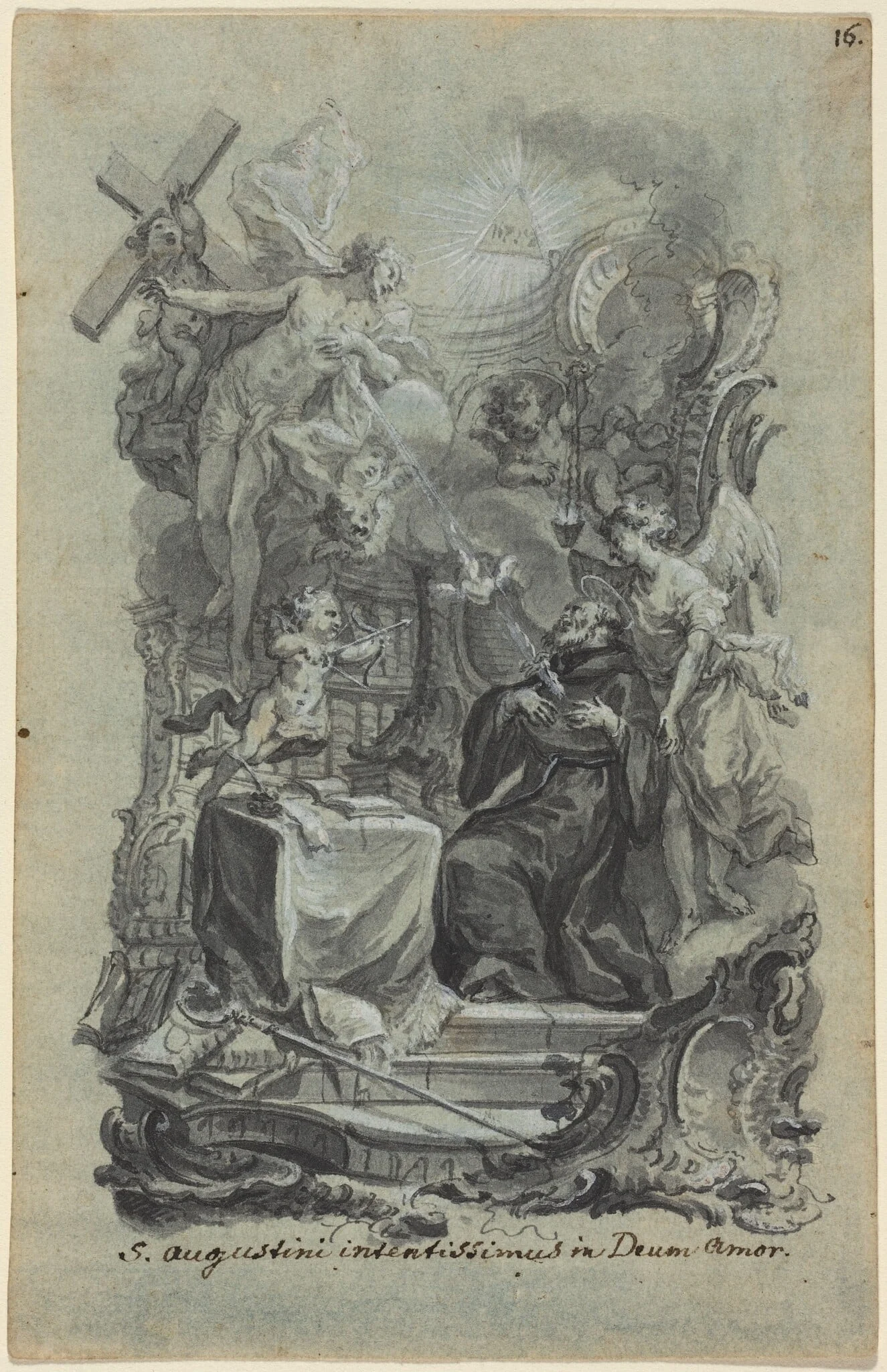 Saint Augustine's Zealous Love of God, by Joseph Christ, ink, 1760