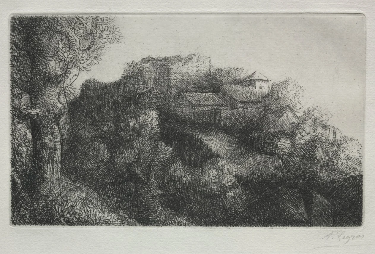 Landscape (with buildings), by Alphonse Legros, 1884