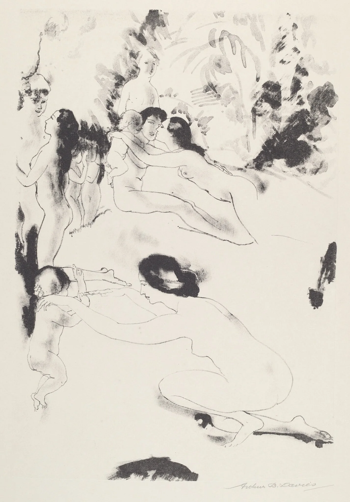 Orchard of Bounties, by Arthur Bowen Davies, ink, 1920