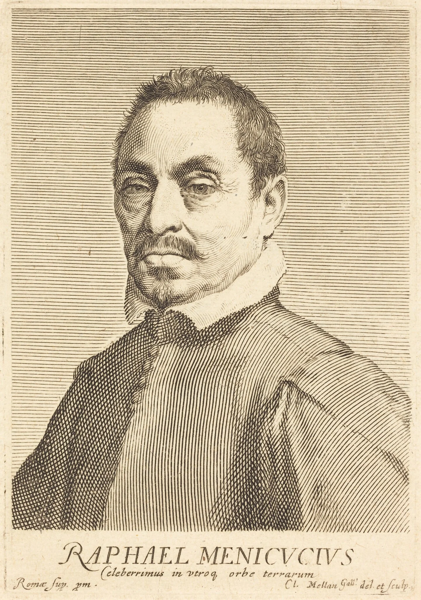 Raffaello Menicucci, by Claude Mellan, ink, 1643