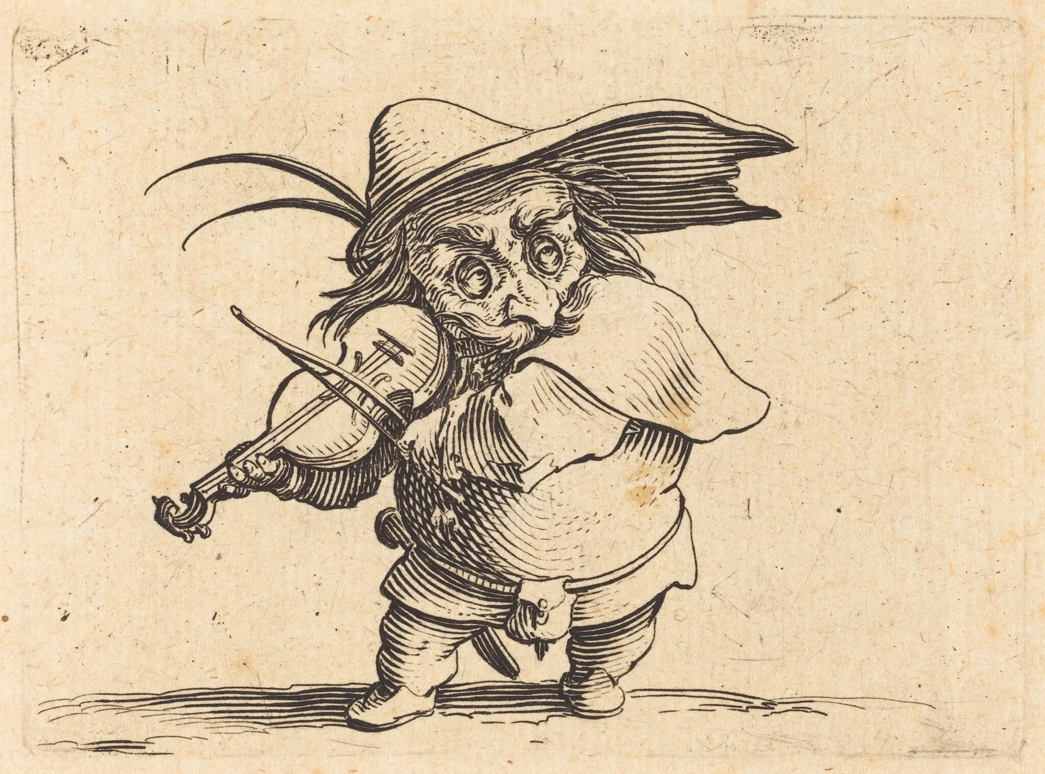 The Violin Player, by Jacques Callot, ink, 1622