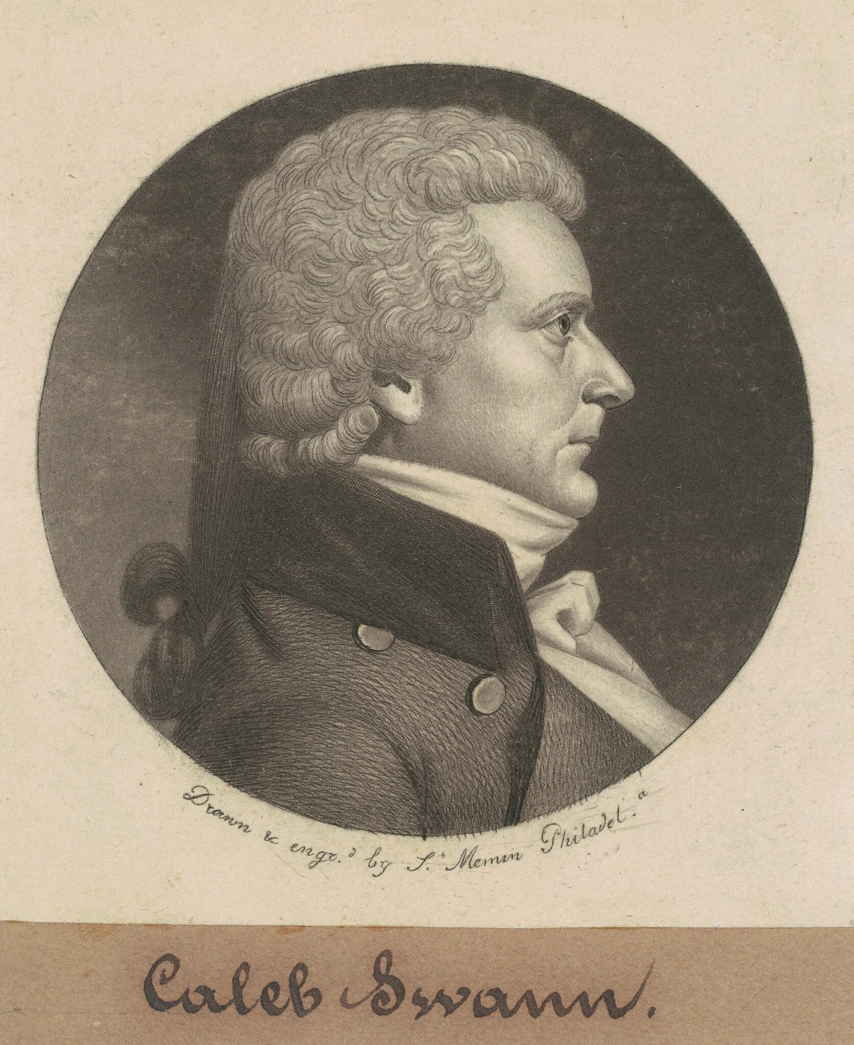 Caleb Swan, by Charles Balthazar Julien Févret de Saint-Mémin, ink, 1799
