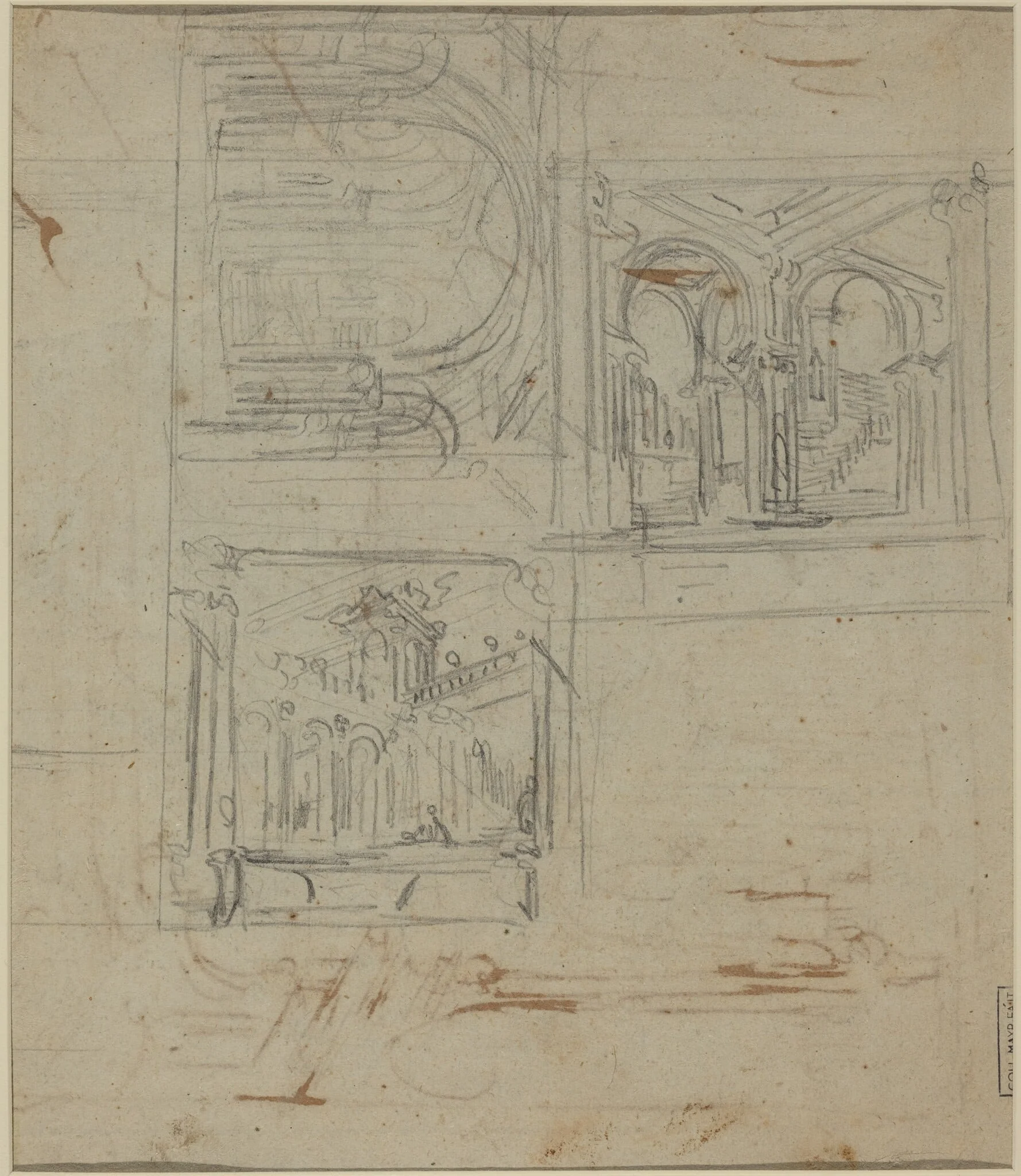 Fantastic Architectural Studies, by Italian 18th Century, graphite, 1750