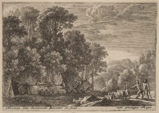 Two Satyrs Tending a Flock of Goats