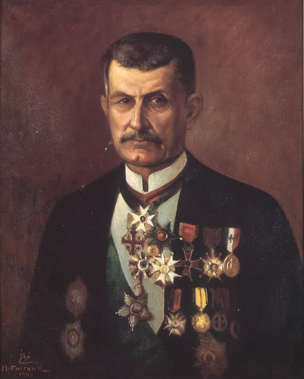 Portrait of Viscount Philippe de Tarrazi (1865 - 1956), by Moustafa Farroukh, oil, 1939