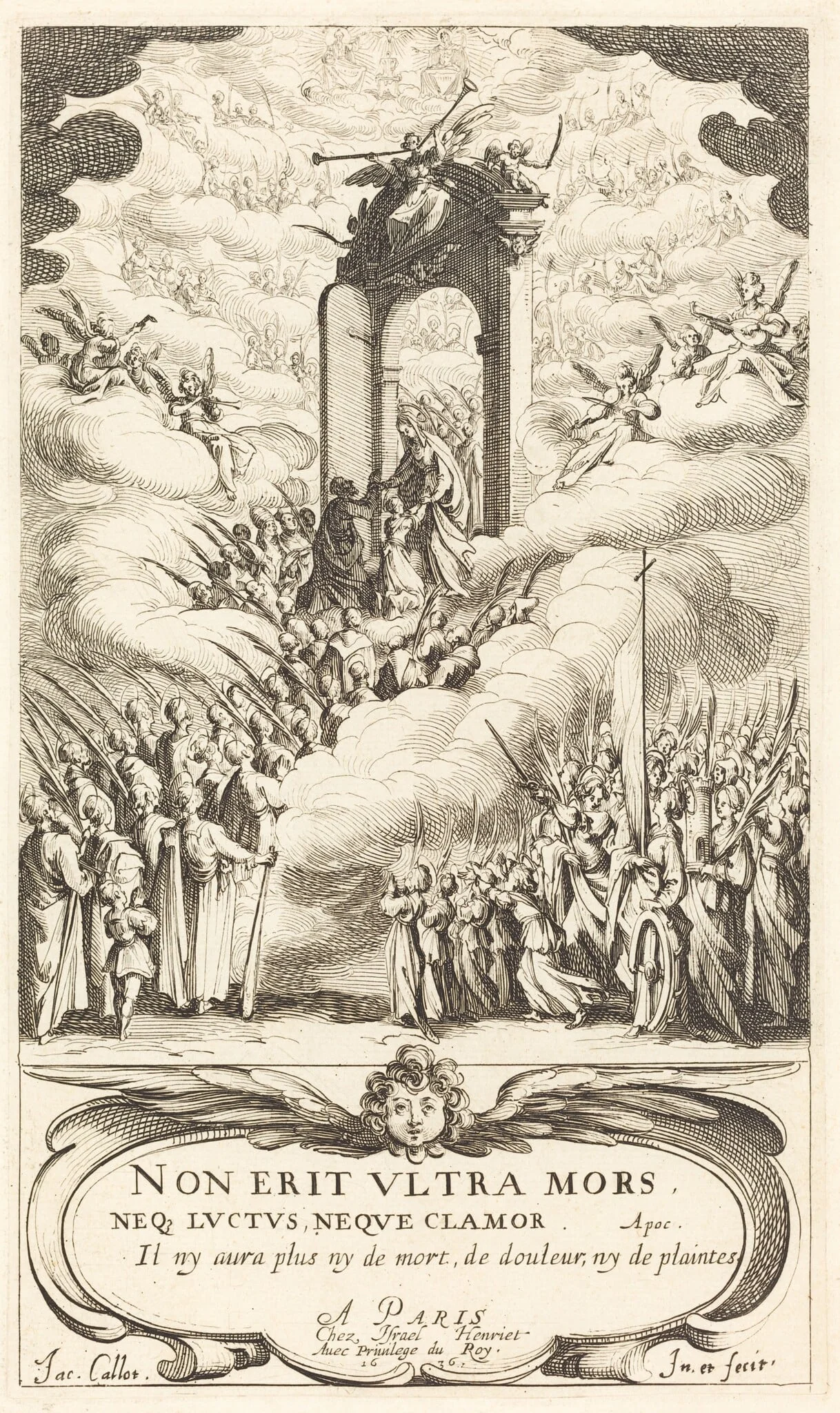 Frontispiece for "The Calendar of Saints", by Jacques Callot, ink, 1636