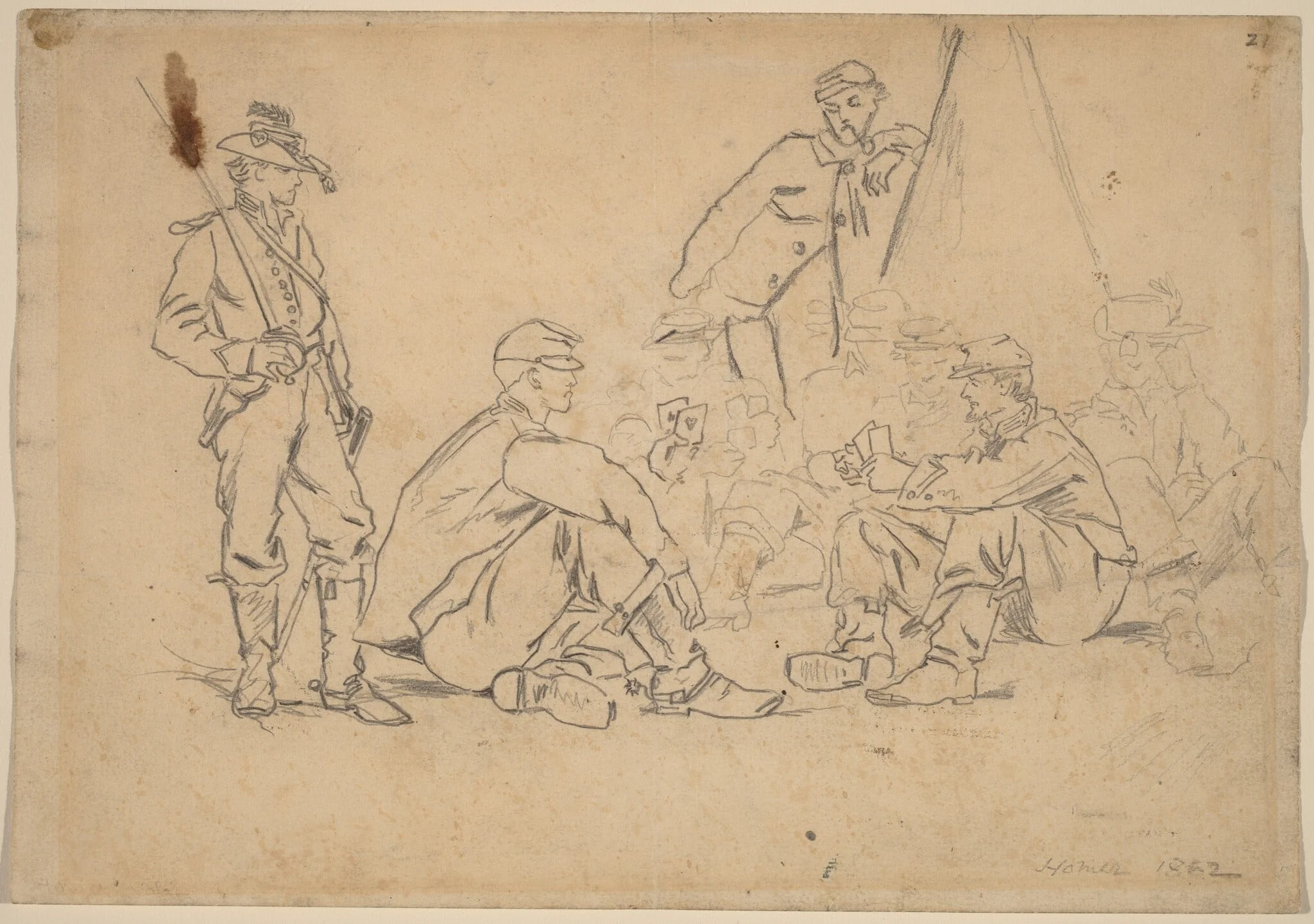 Playing Cards, by Winslow Homer, graphite, 1862