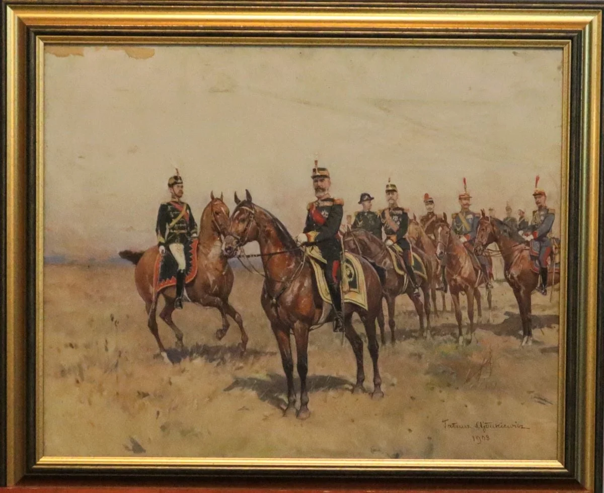 Regele Carol I, Prințul Ferdinand și Statul Major 1903, by Tadeusz Ajdukiewicz, 1903