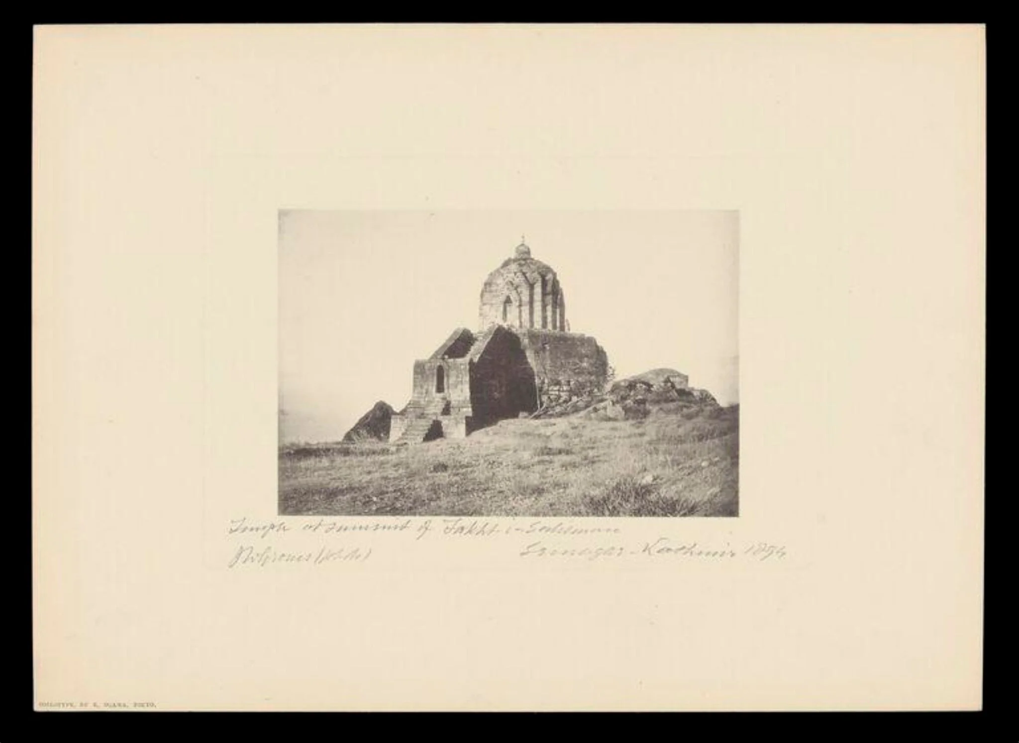 Temple at summit of Shankaracharya, Srinagar, Kashmir, by J.W. Groves, photographic, 1894