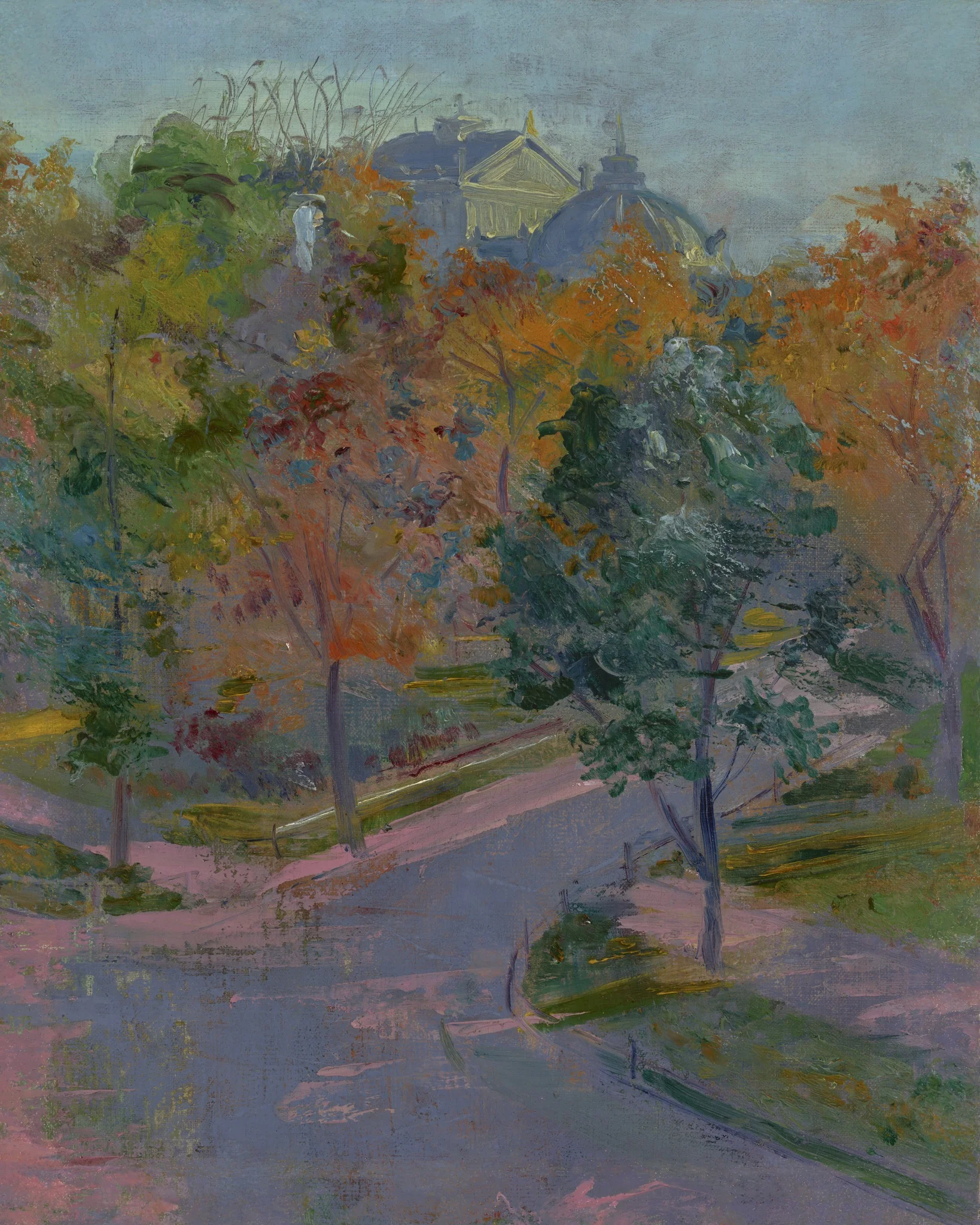 View of the Municipal Theatre Krakow from Zacisze Street, by Stanisław Wyspiański, oil, 1898
