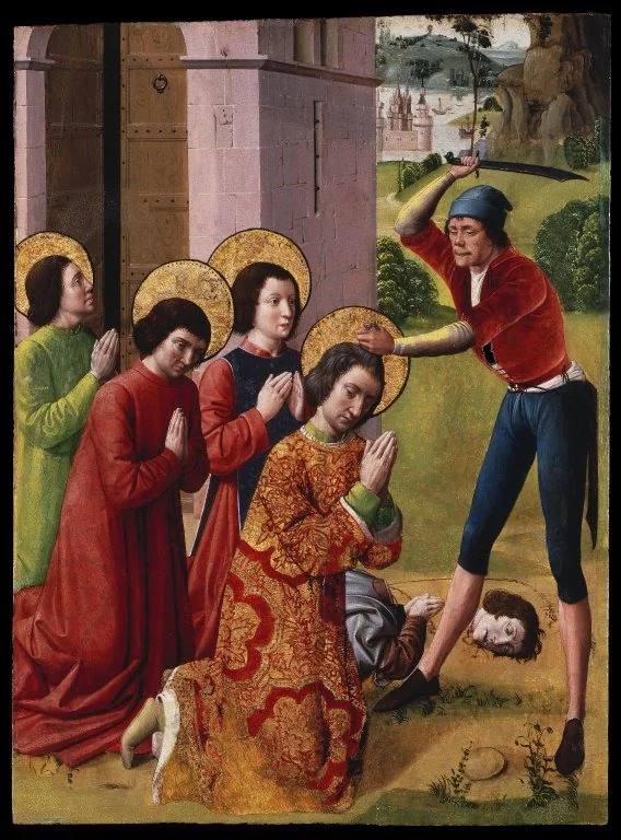 Martyrdom of Saints Cosmas and Damian with their Three Brothers, part of an altarpiece, by Unknown, oil, 1490