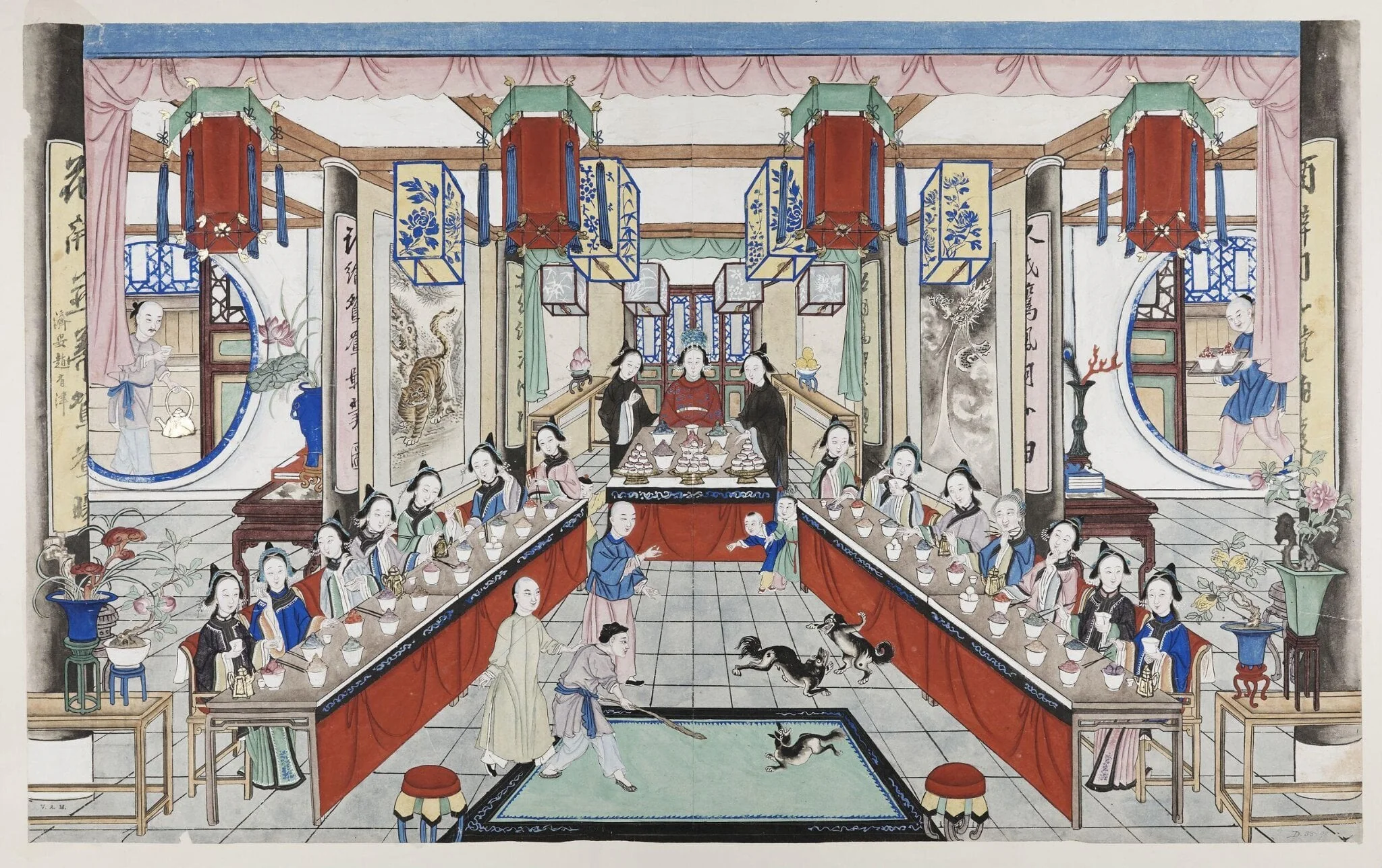 One scene of a wedding: ladies dining with the bride,, by Unknown, paint, 1880